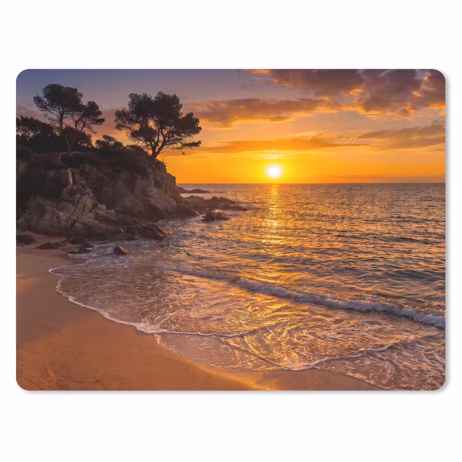 Zee - Kust - Zonsondergang - Natuur - Oranje muismat rubber klein -3d