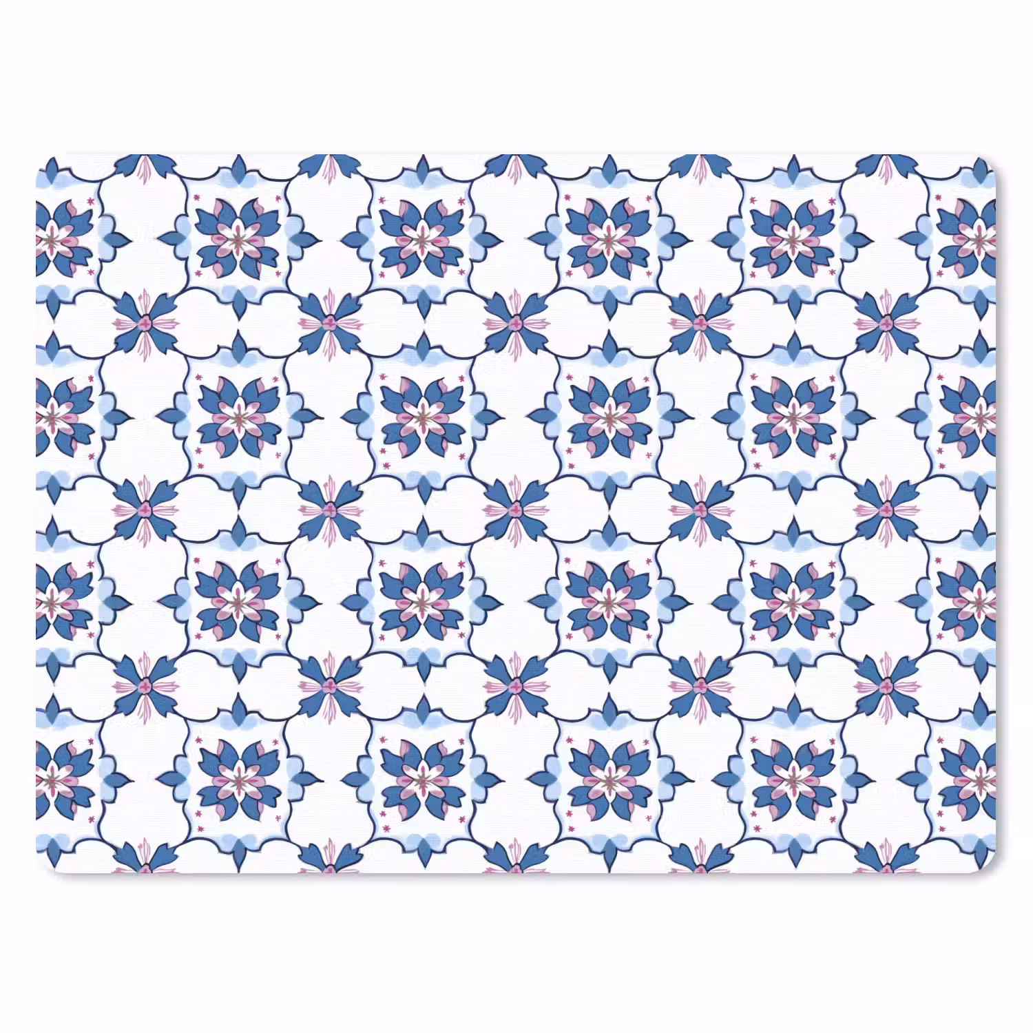 Modern - Patroon - Blauw - Roze muismat rubber klein 262 -3d