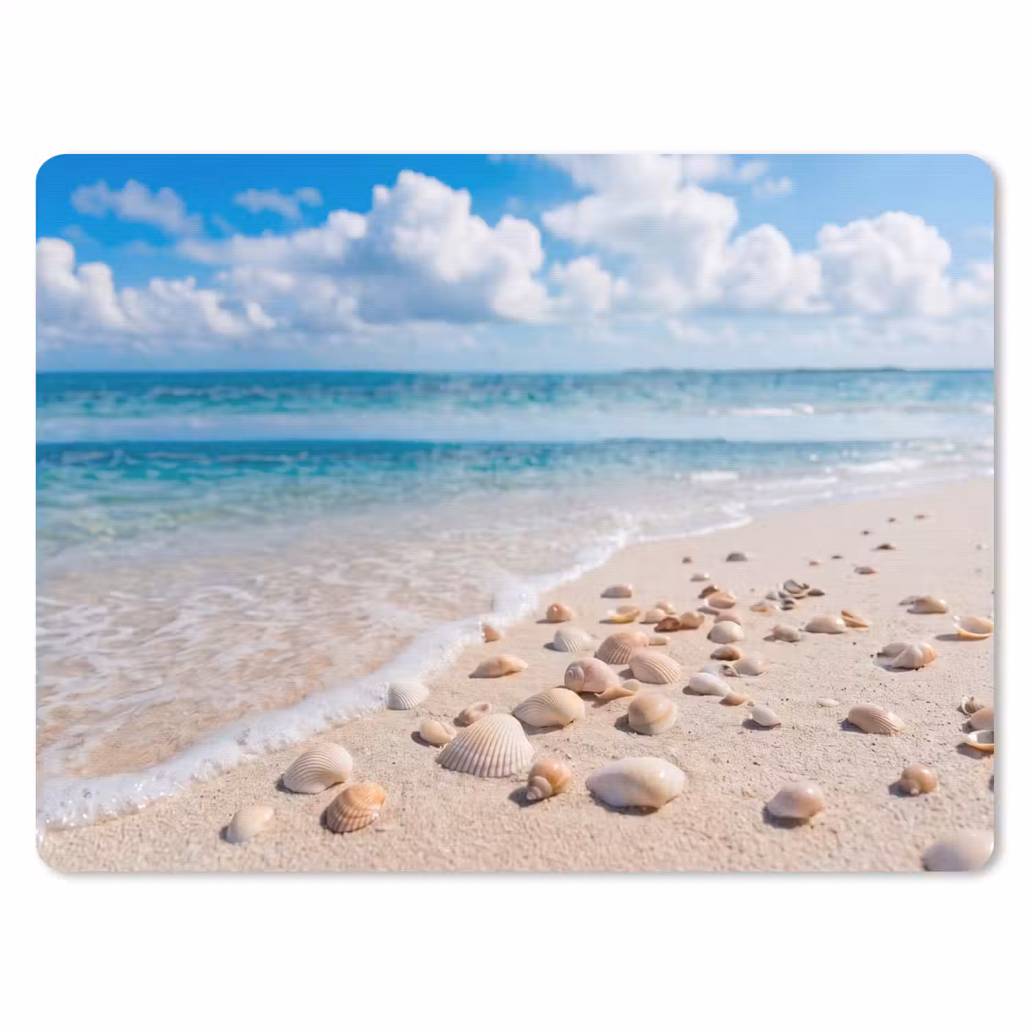 Schelpen - Strand - Natuur - Beige muismat rubber klein -3d