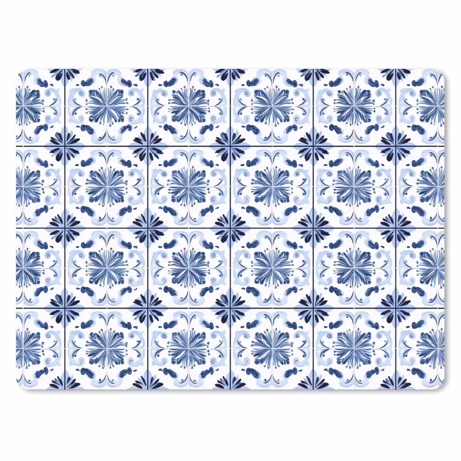 Patroon - Tegel - Blauw muismat rubber klein 262 -3d