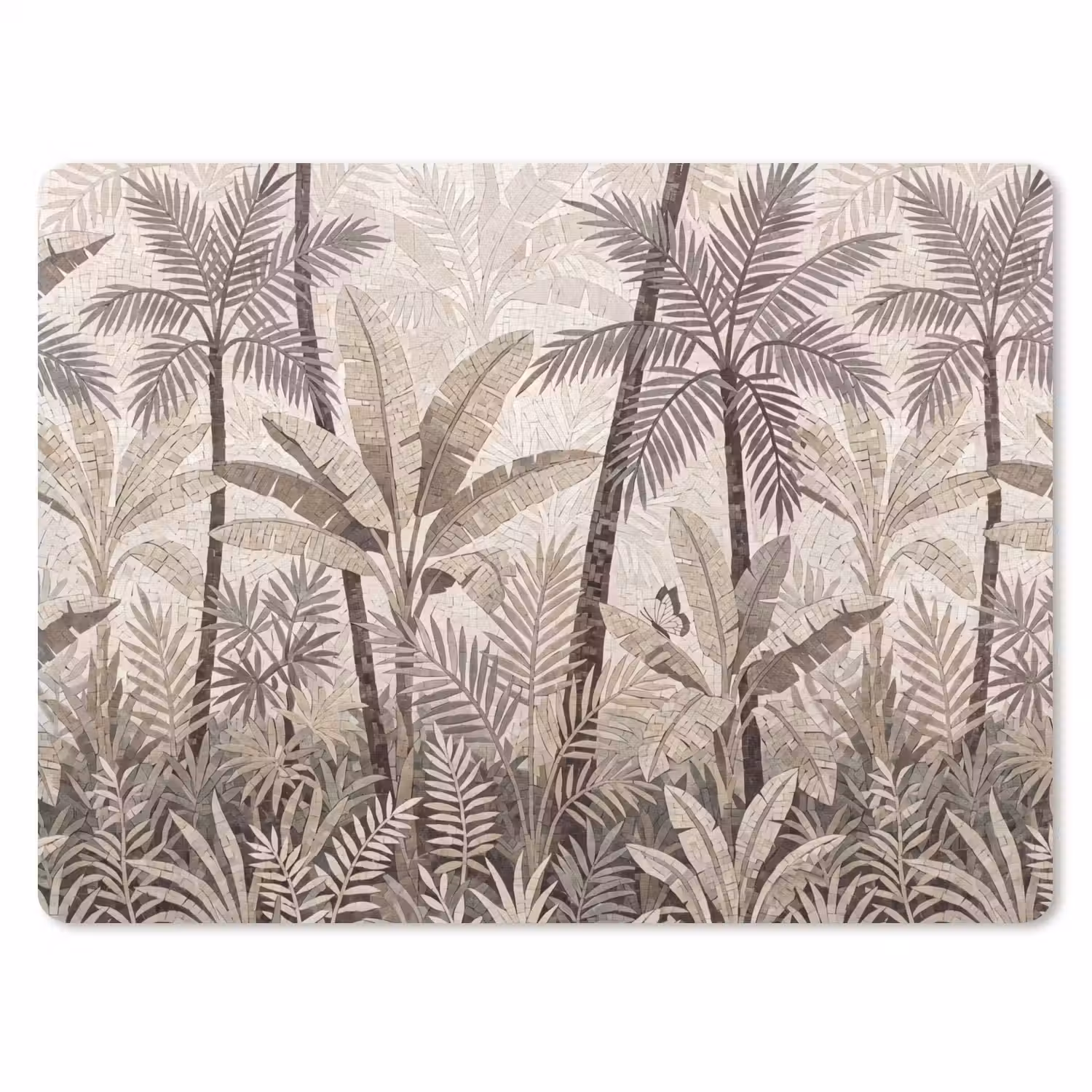 Natuur - Bladeren - Landschap - Mozaïek - Beige muismat rubber klein -3d