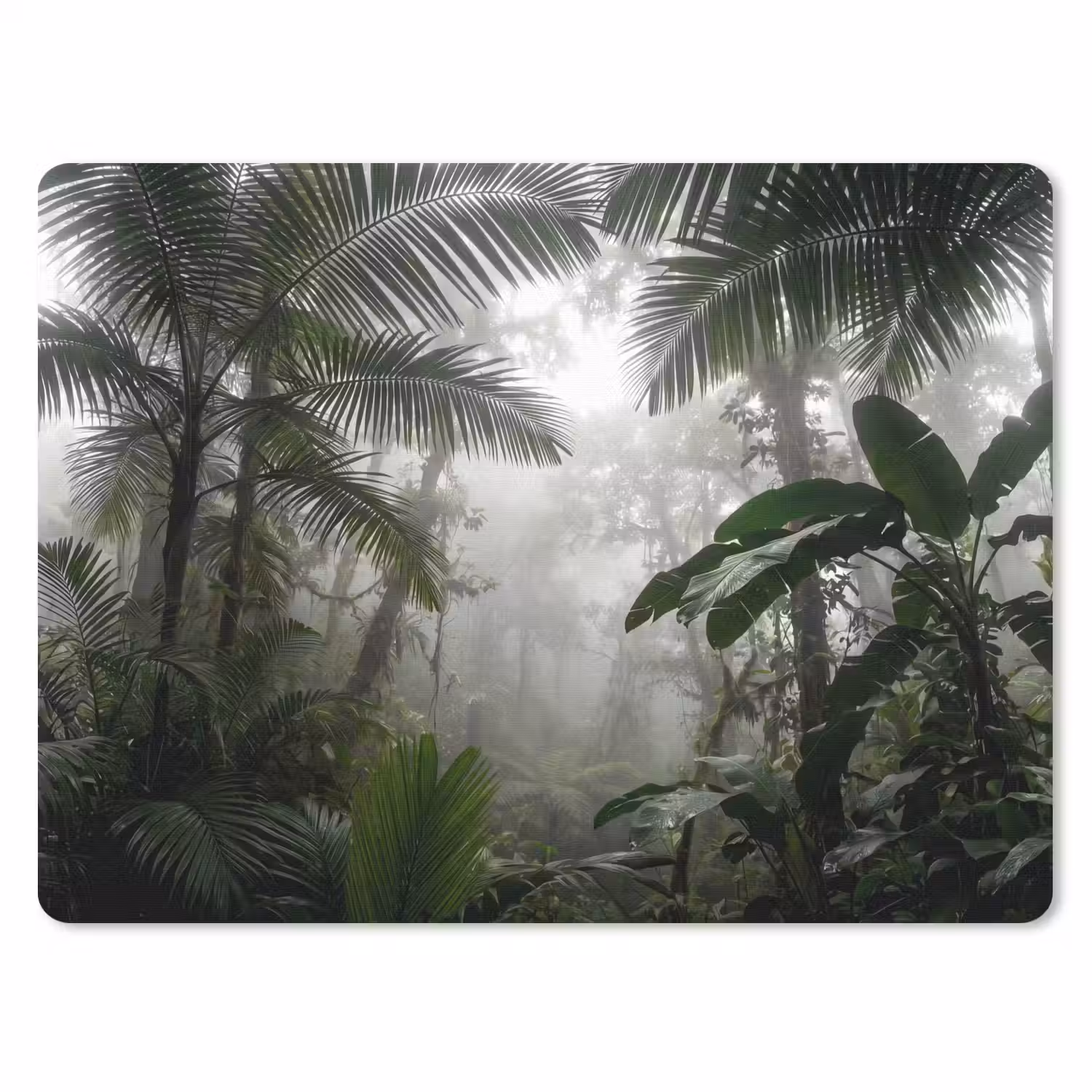 Natuur - Jungle - Mist - Groen - Bladeren muismat rubber klein -3d