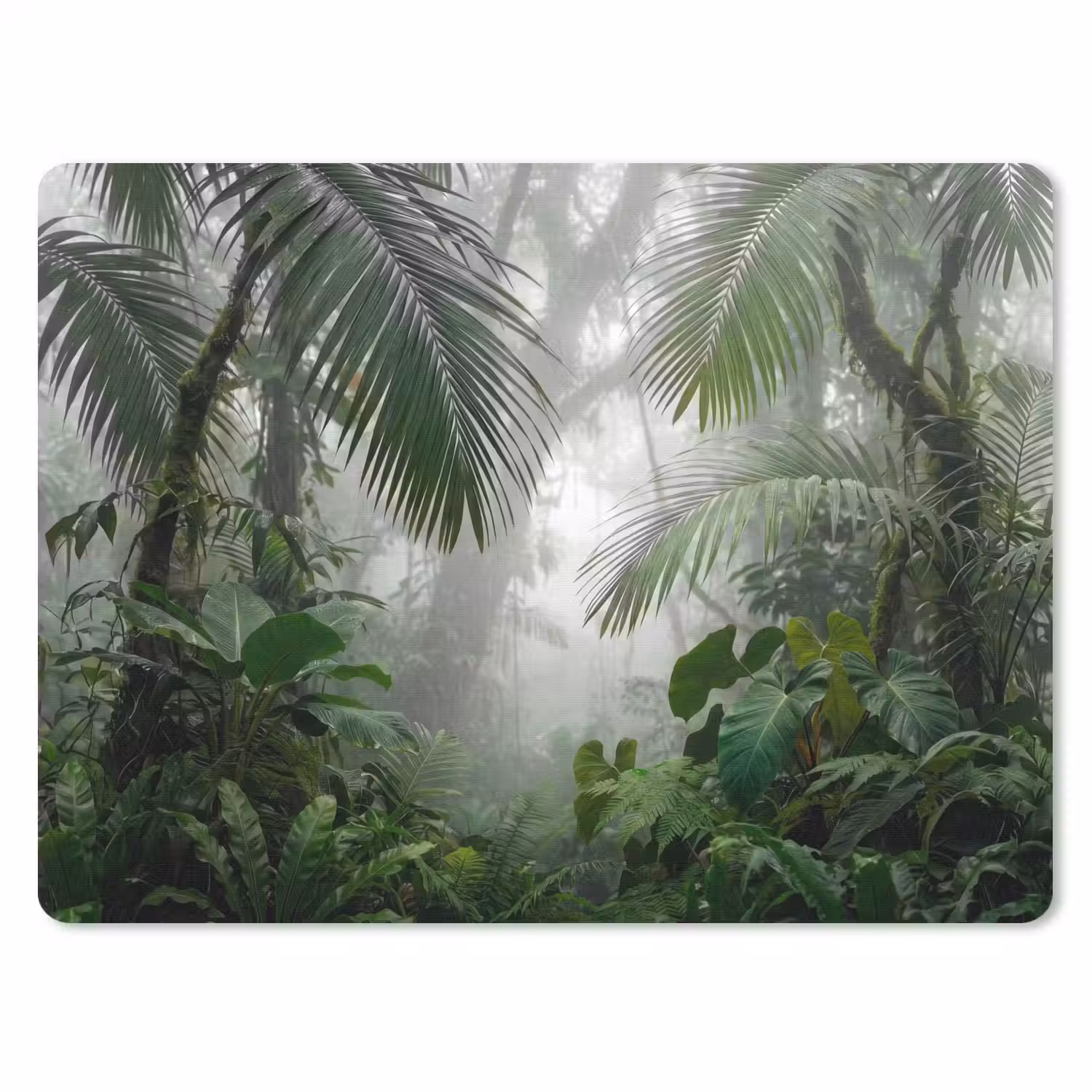 Natuur - Jungle - Mist - Tropisch - Groen muismat rubber klein -3d