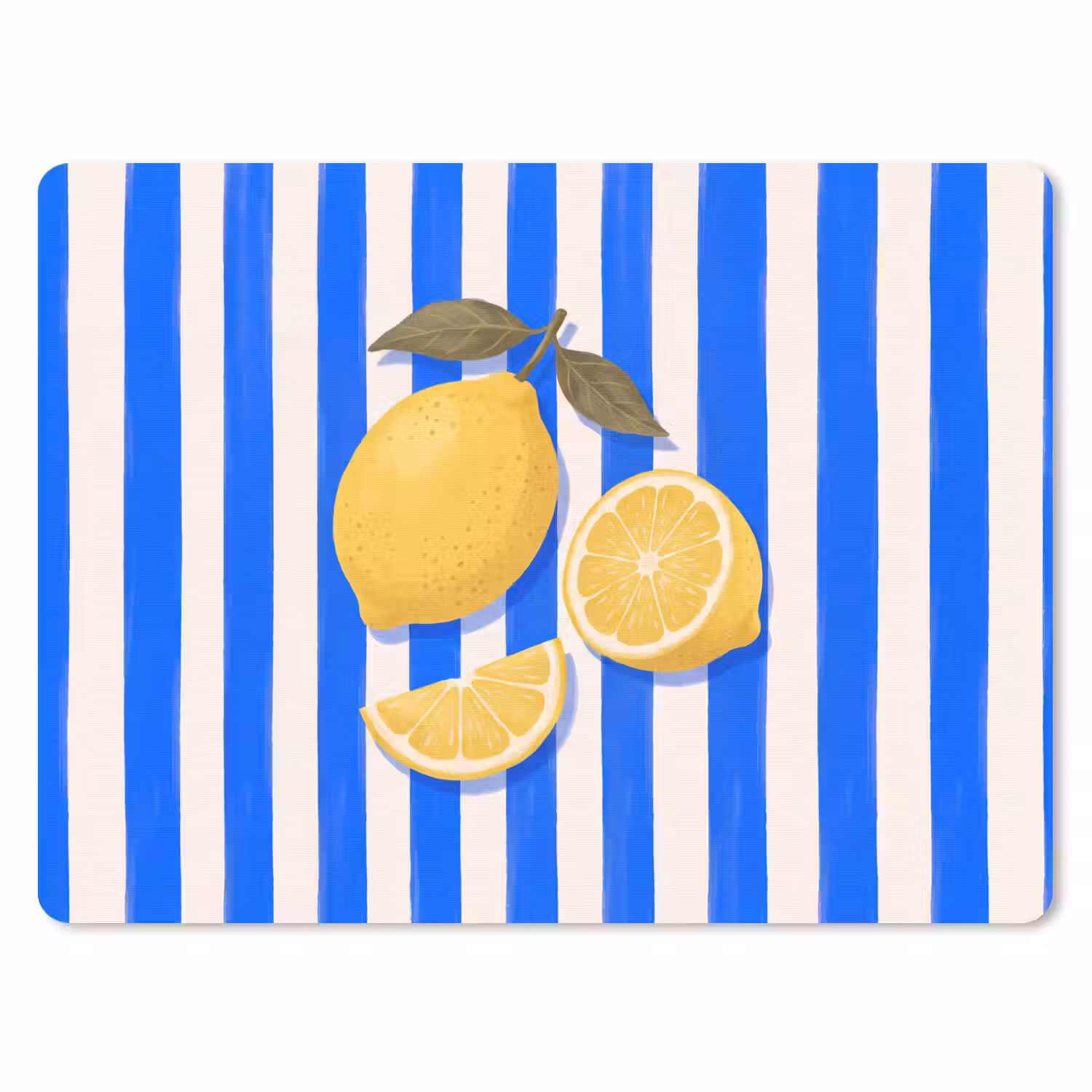 Fruit - Citroen - Zomer - Geel - Blauw muismat rubber klein -3d