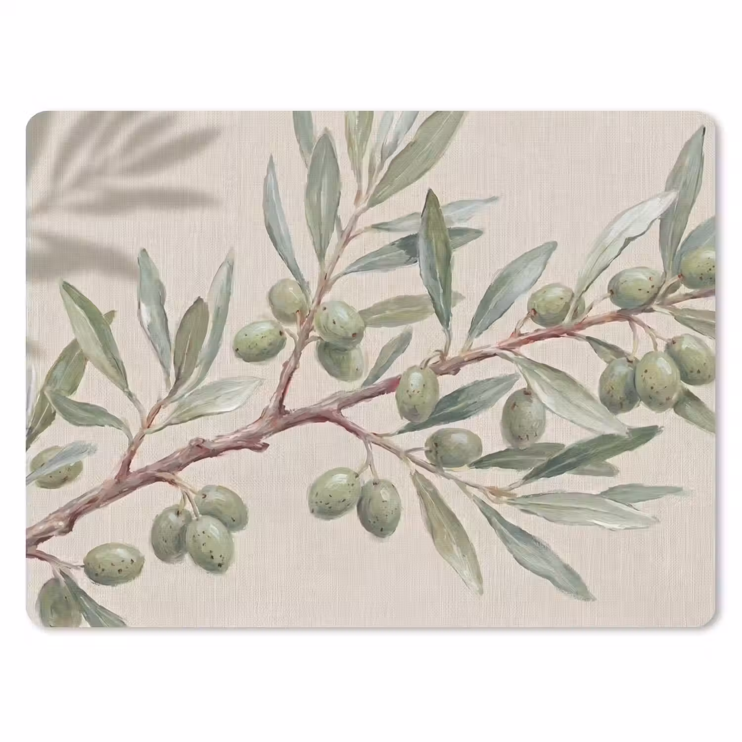 Olijftak - Bladeren - Natuur - Groen - Beige muismat rubber klein -3d