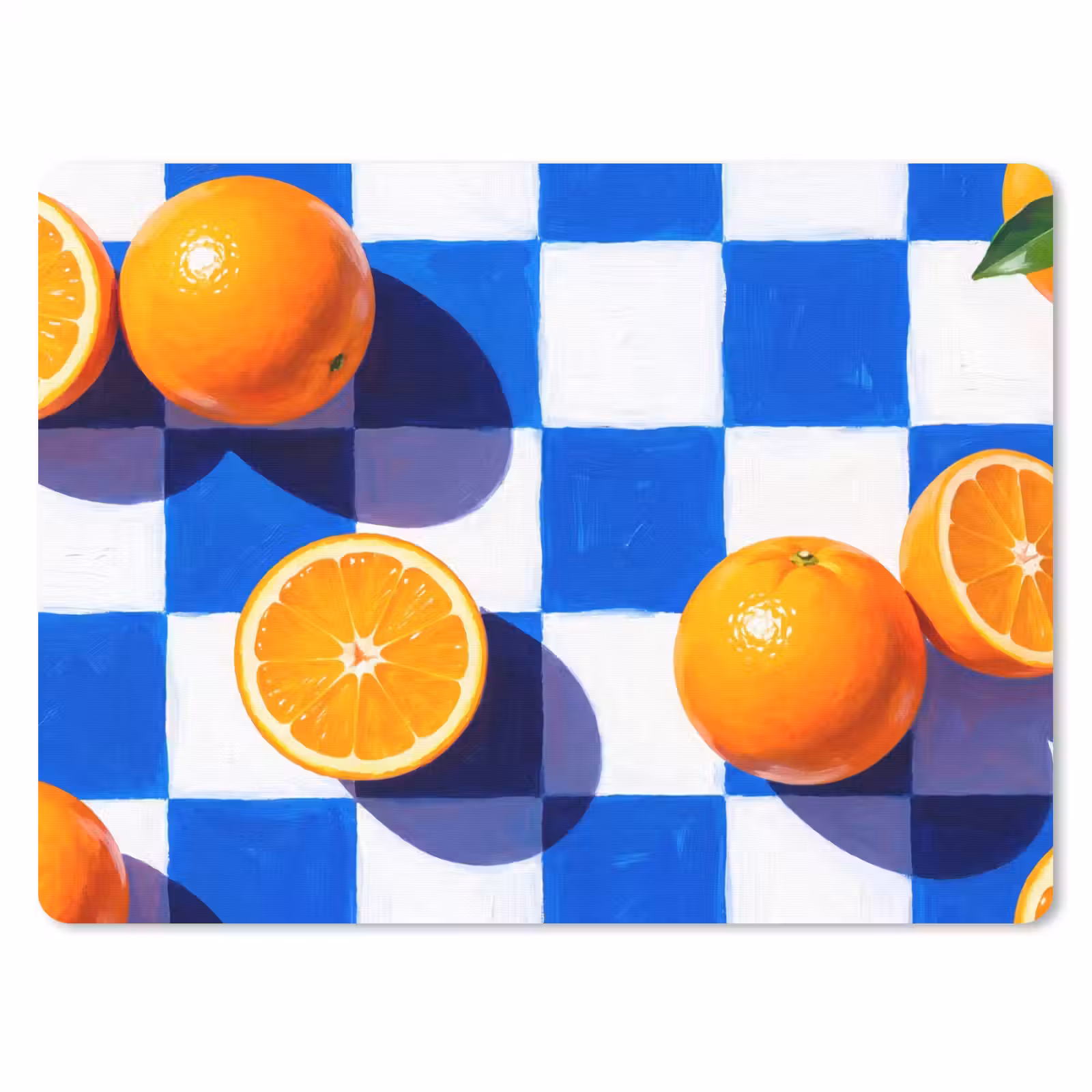 Mauspad - Orange – Kariert – Essen - Sinaasappel - Geruit - Eten muismat rubber klein