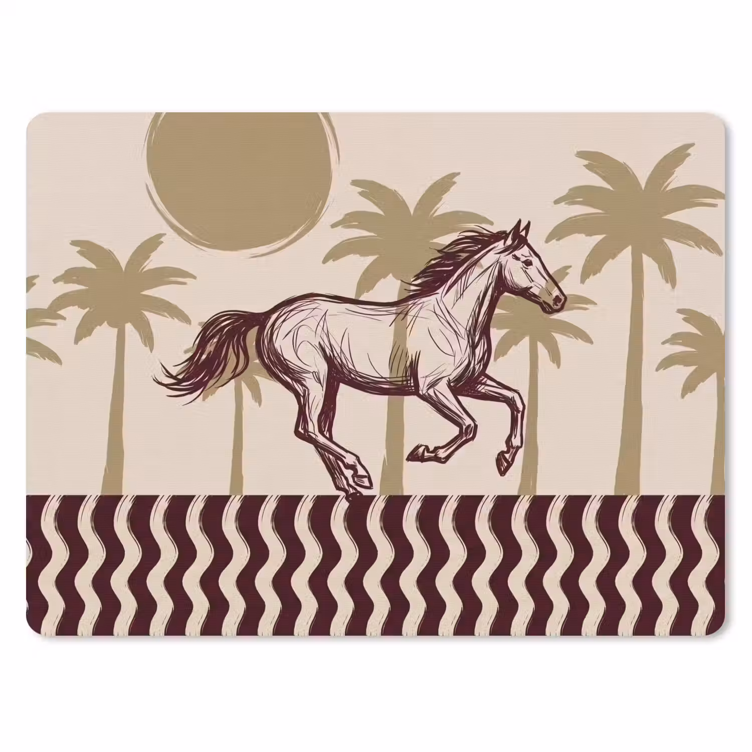 Paard - Galopperend - Woestijn - Illustratie muismat rubber klein -3d