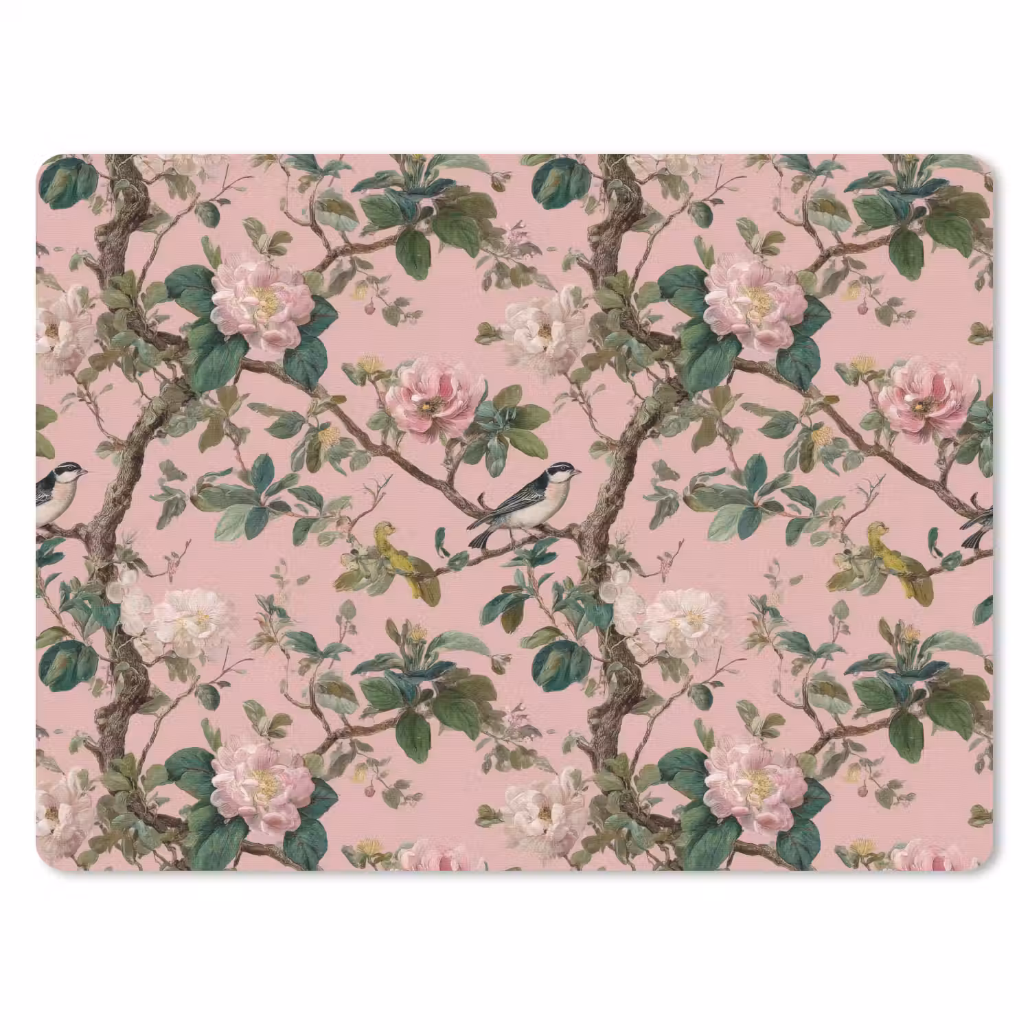 Pioenrozen - Botanisch - Vogel muismat rubber klein 262 -3d