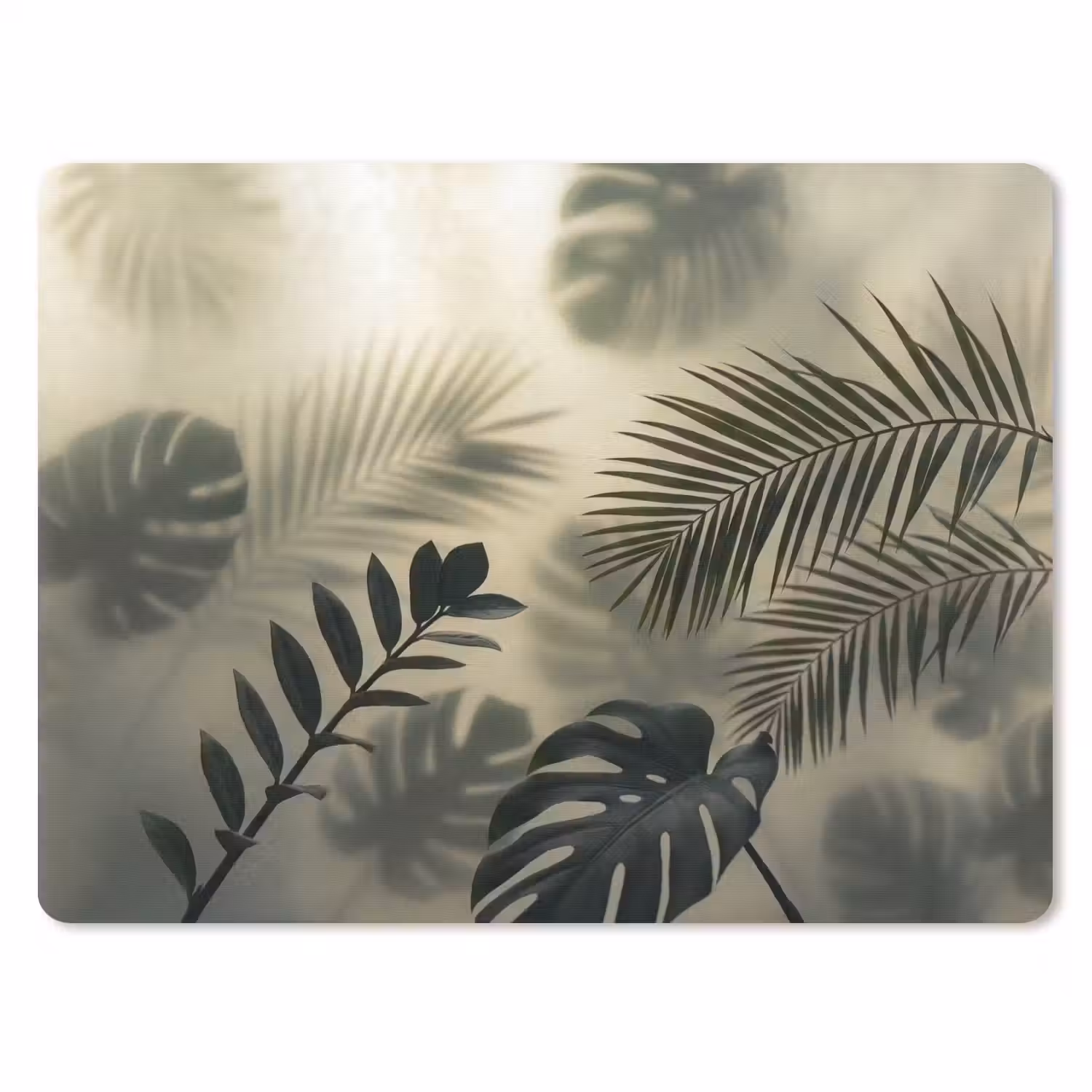 Planten - Bladeren - Schaduwen - Groen - Modern muismat rubber klein -3d