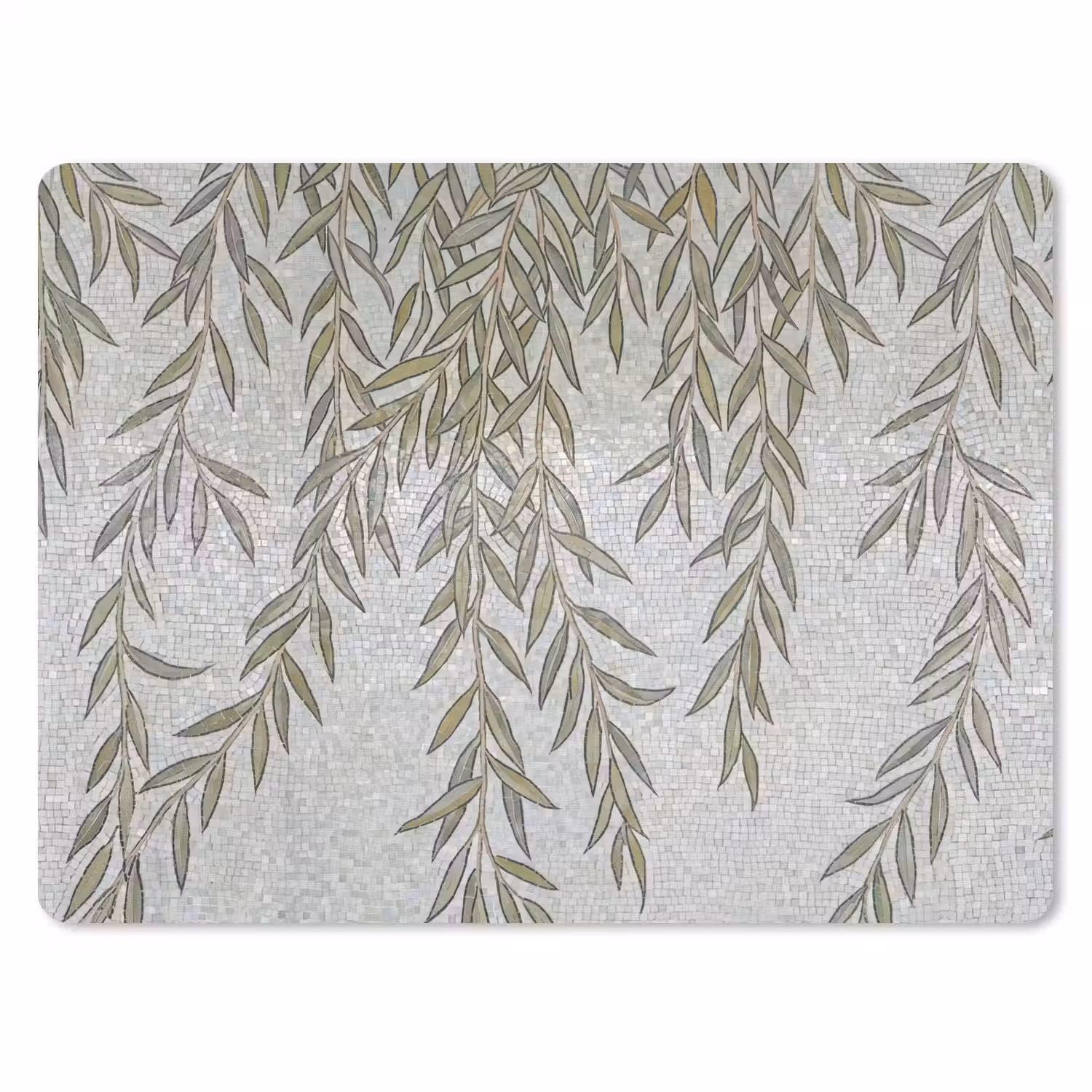 Planten - Mozaïek - Patroon - Groen - Blauw muismat rubber klein -3d