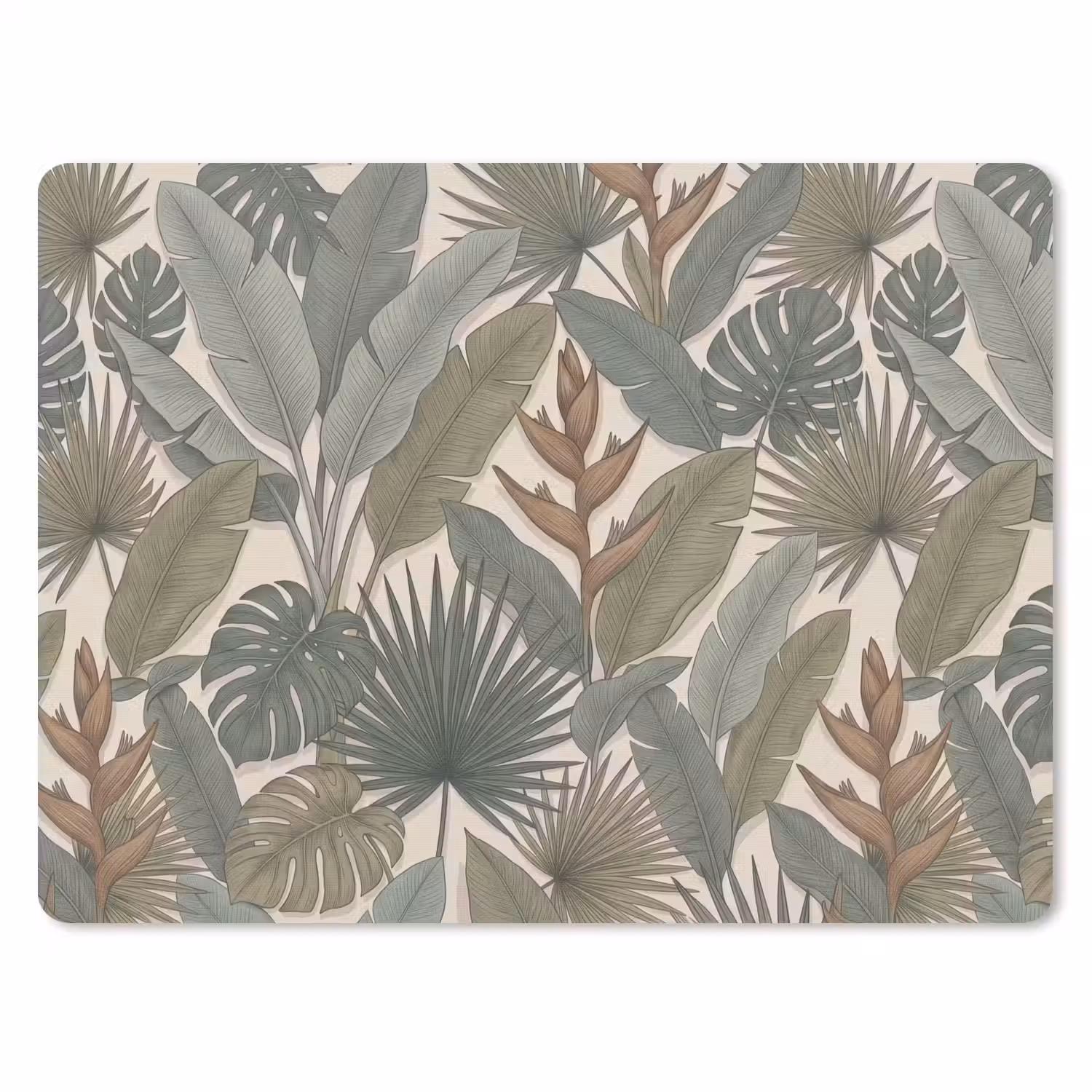 Planten - Tropisch - Natuur - Illustratie - Groen muismat rubber klein -3d