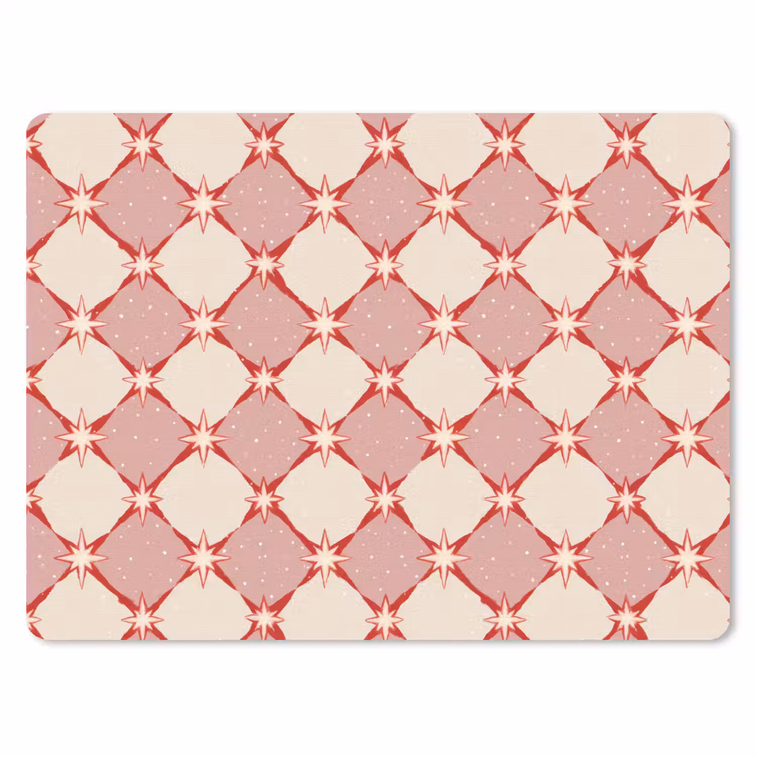 Ruiten - Sterren - Vintage - Oudroze - Rood muismat rubber klein 262 -3d
