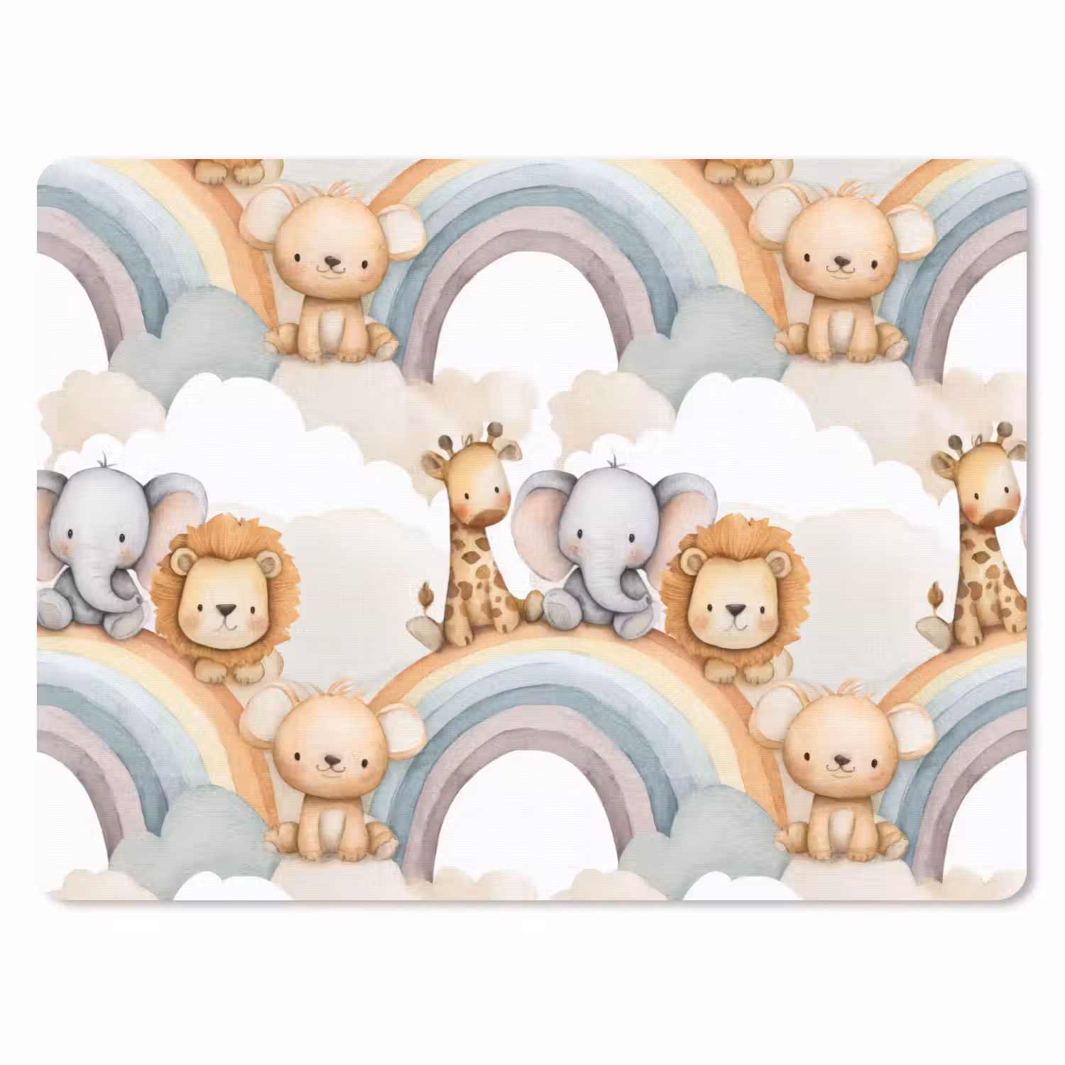 Safari - Regenboog - Kleurrijk muismat rubber klein 262 -3d