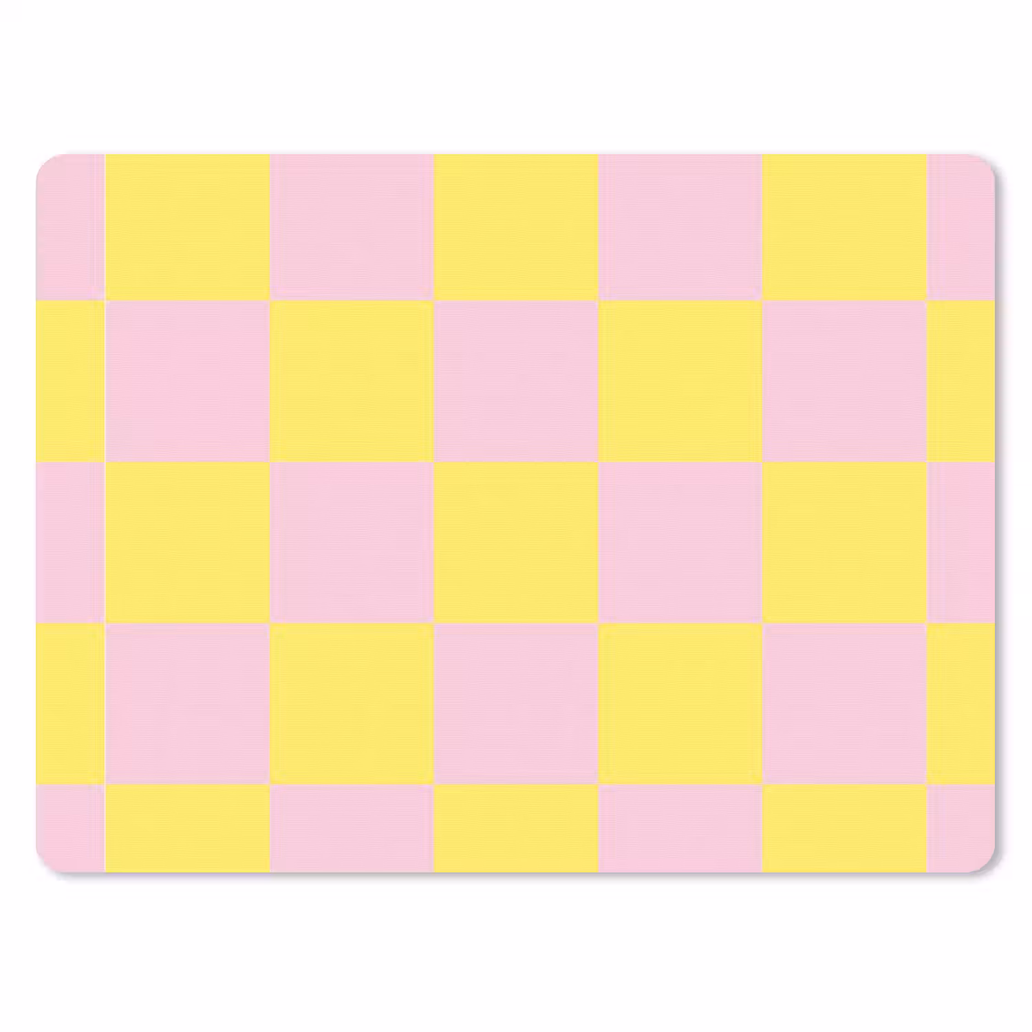 Schaakbord patroon - Geel - Roze - Blokjes muismat rubber klein -3d