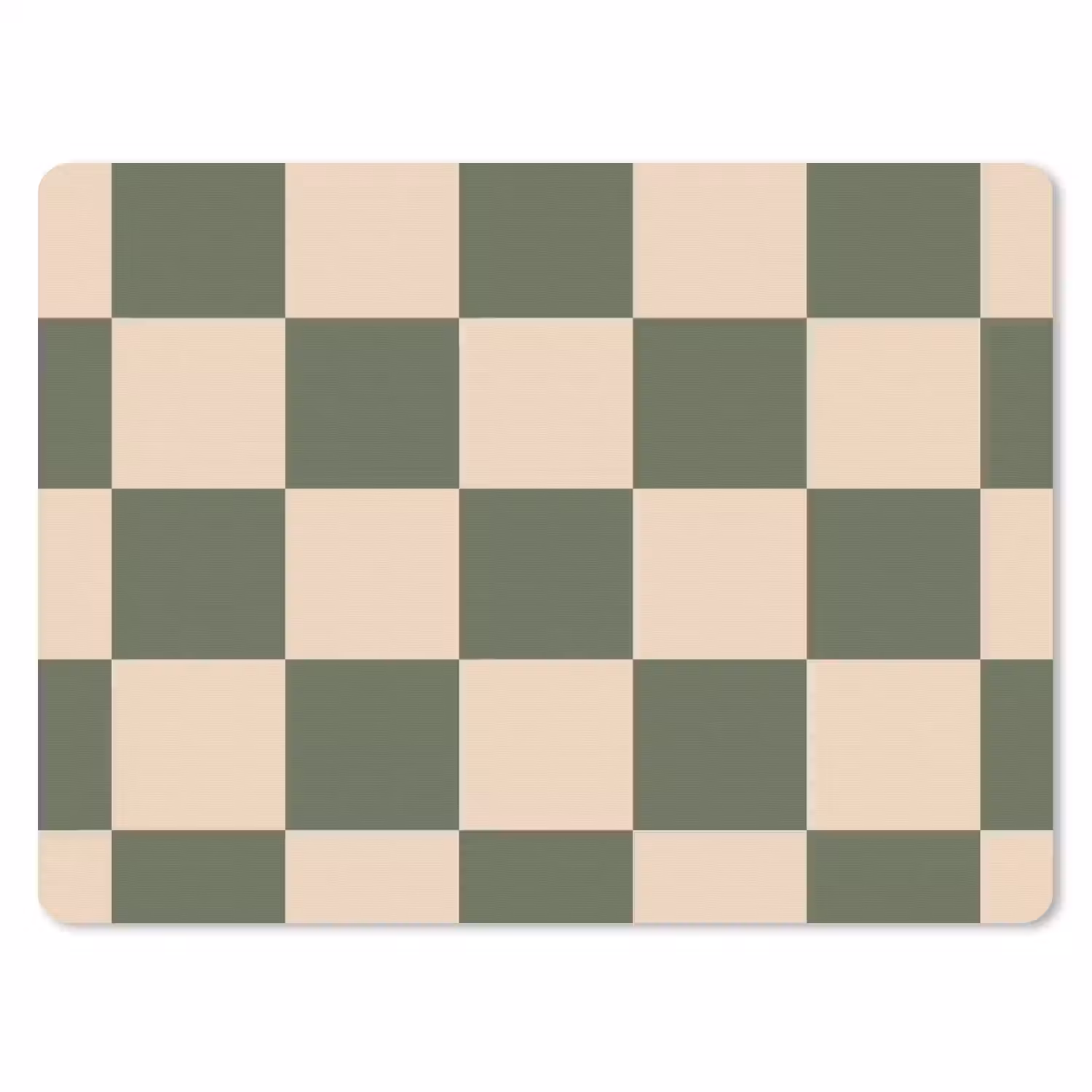 Schaakbord print - Groen - Beige - Blokjes muismat rubber klein -3d