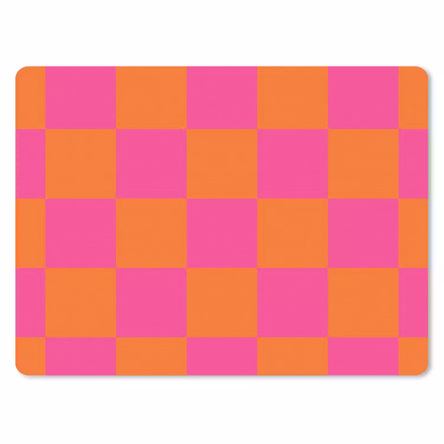 Schaakbord print - Oranje - Roze - Blokjes muismat rubber klein -3d