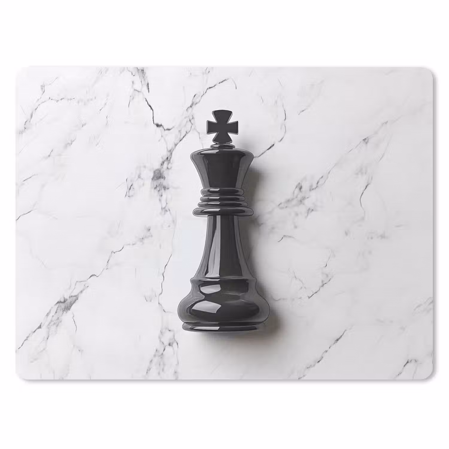 Schaakstuk - Koning - Zwart - Marmer muismat rubber klein -3d