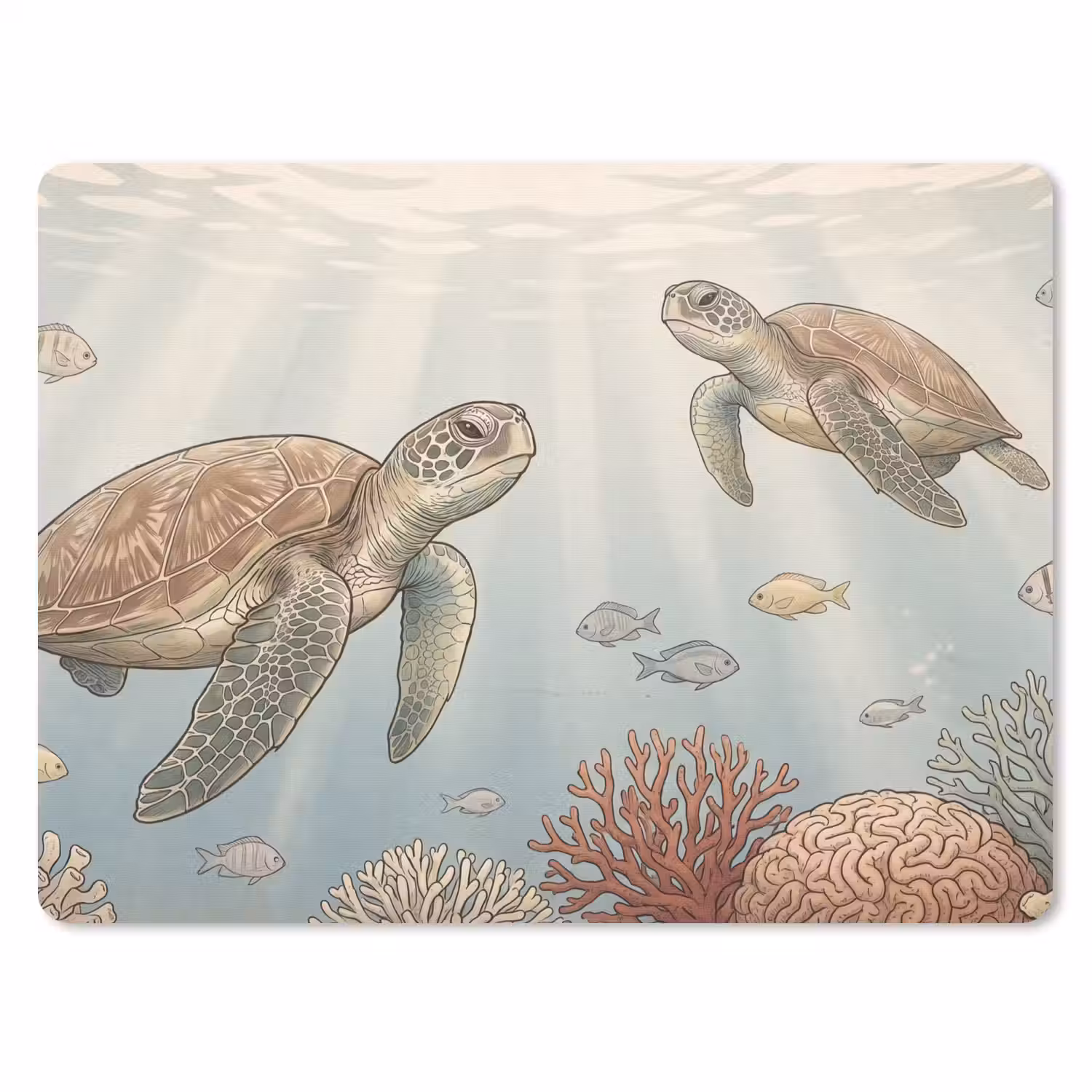 Schildpad - Onderwater - Natuur - Illustratie muismat rubber klein -3d