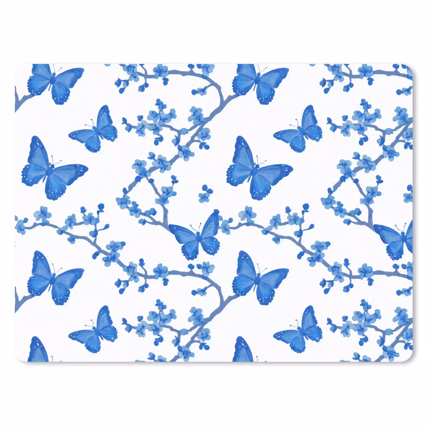 Vlinder - Bloemen - Blauw muismat rubber klein 262 -3d