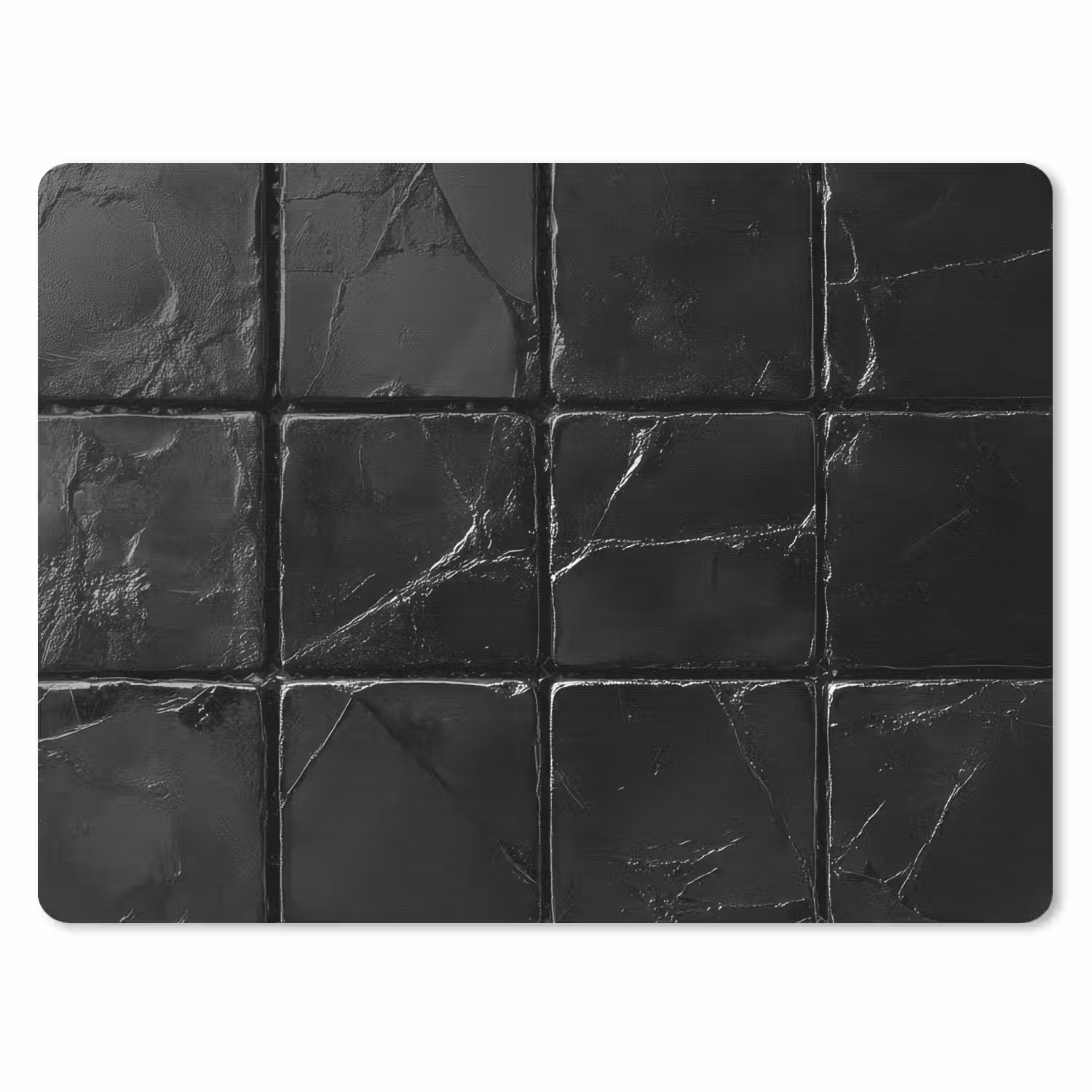 Zwart - Tegels - Steen muismat rubber klein -3d