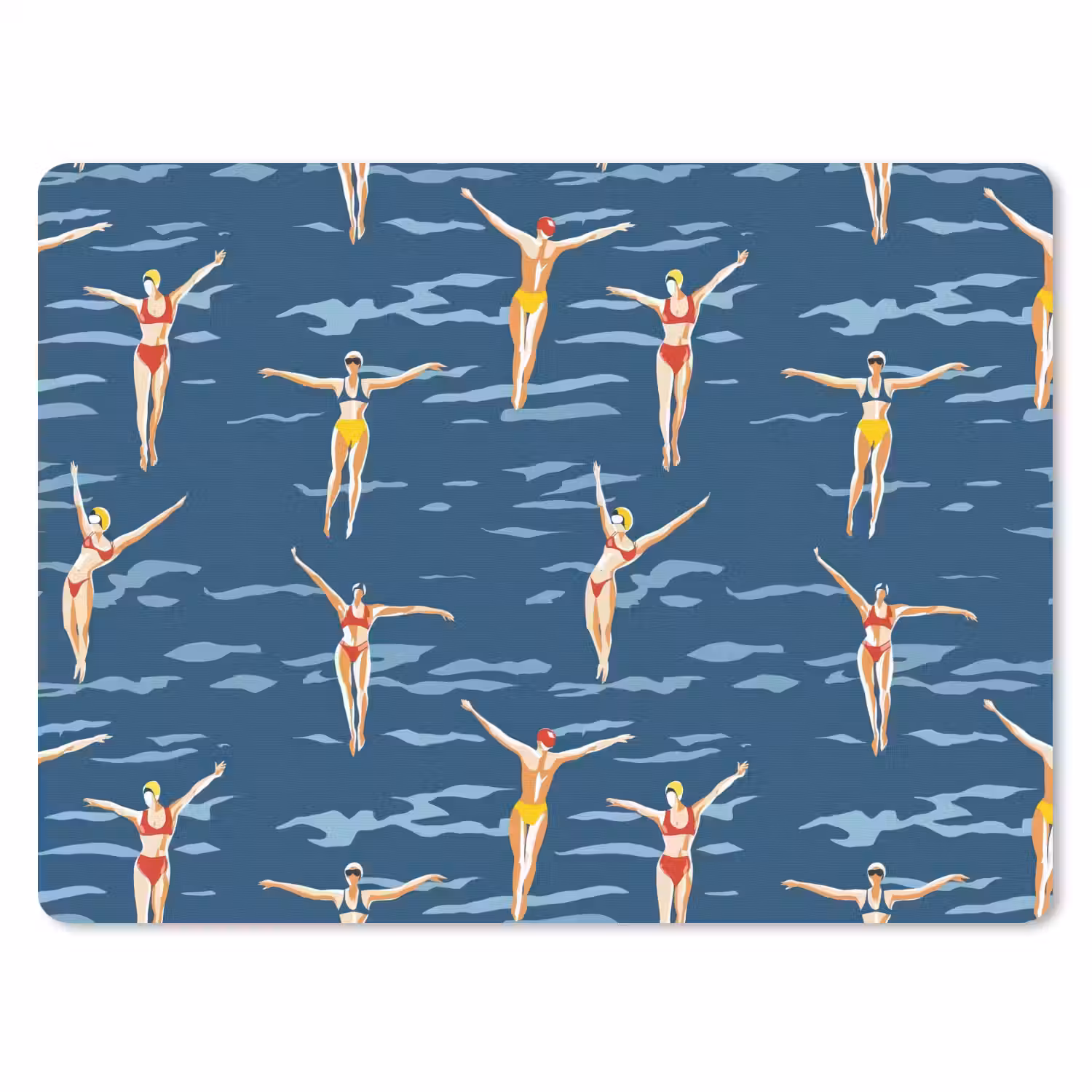 Zwemsters- Retro - Blauw muismat rubber klein 262 -3d