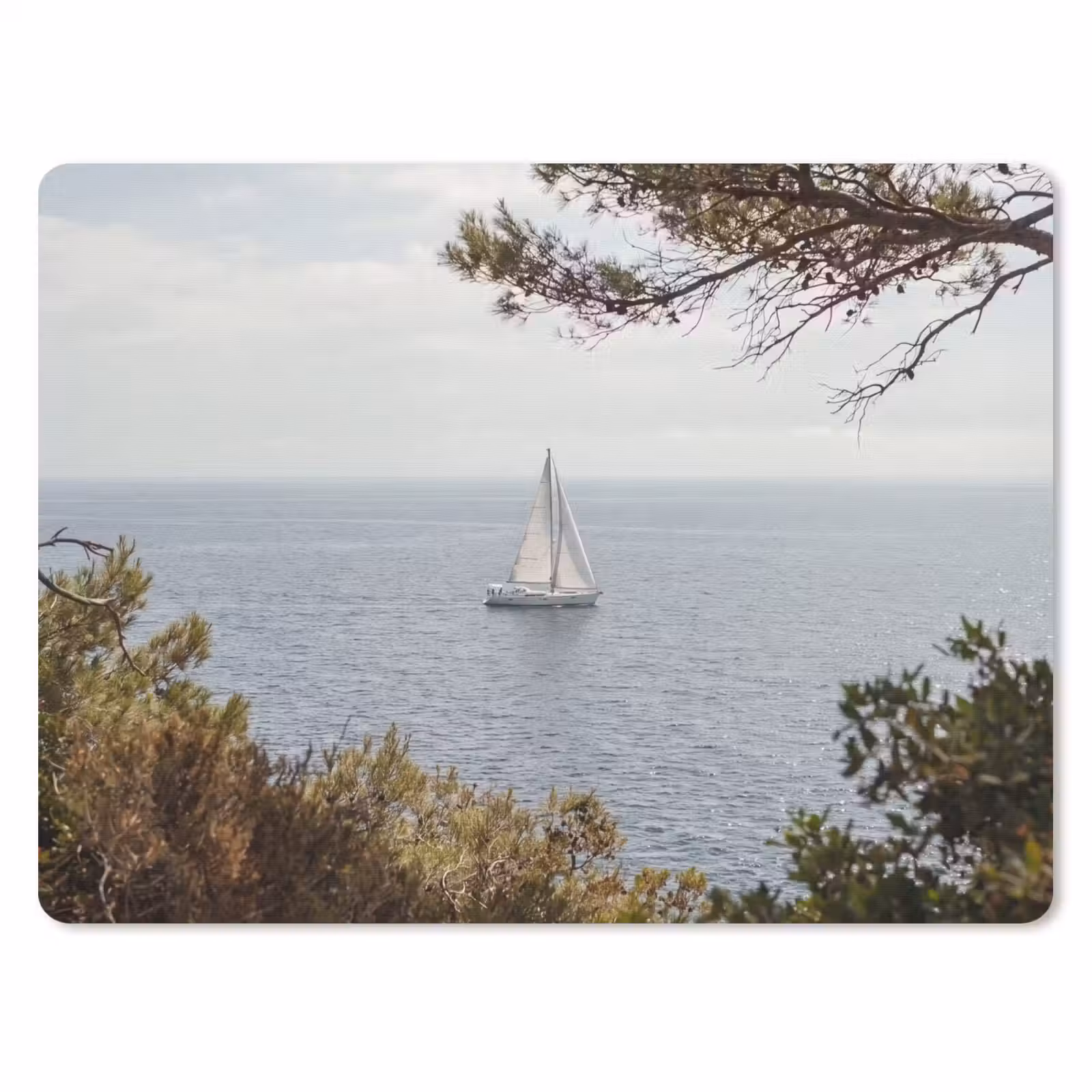 Mauspad - Segelboot – Bäume – Wasser - Zeilboot - bomen - water muismat rubber klein