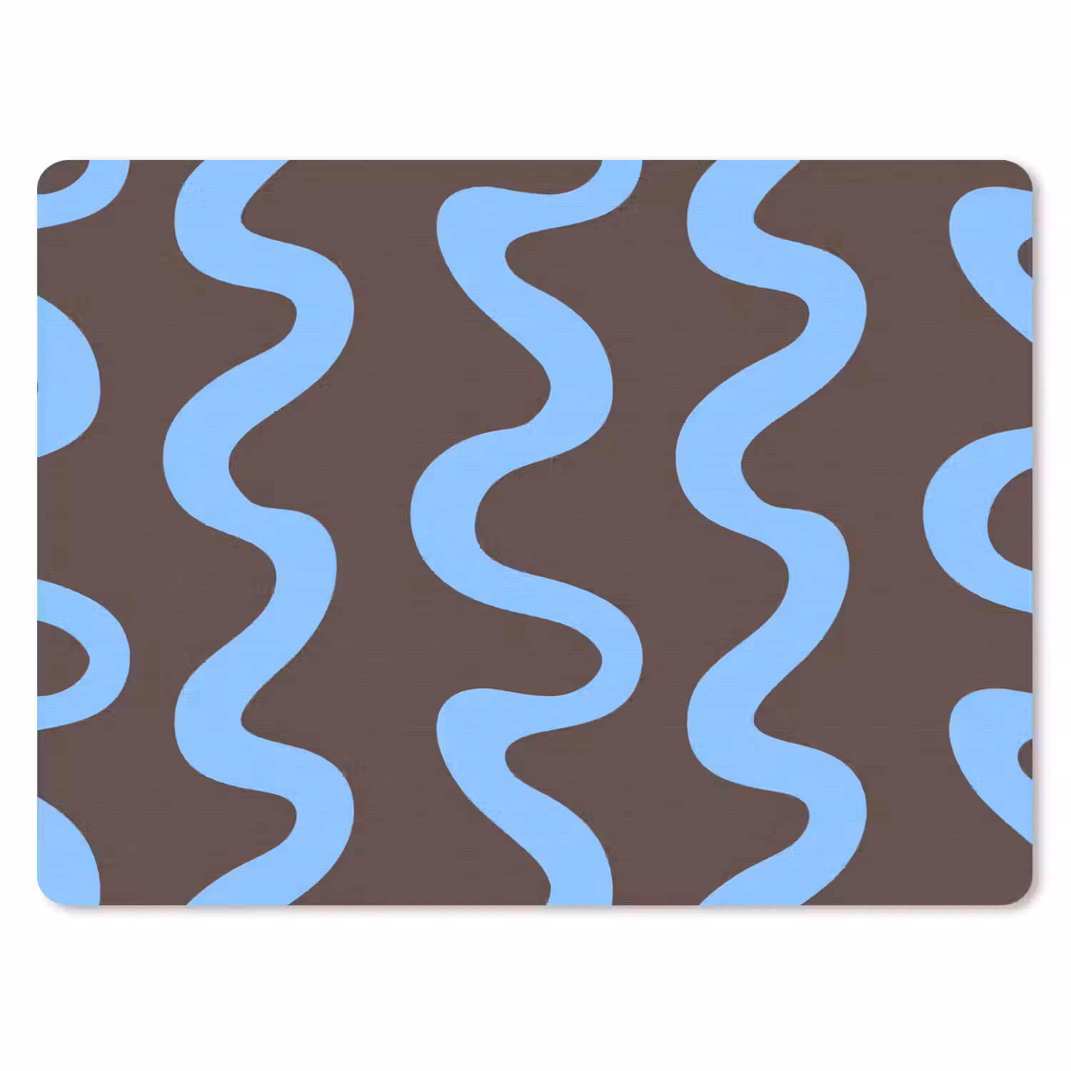 Kronkelende lijnen - Blauw - Bruin - Minimalistisch muismat rubber klein 262 -3d