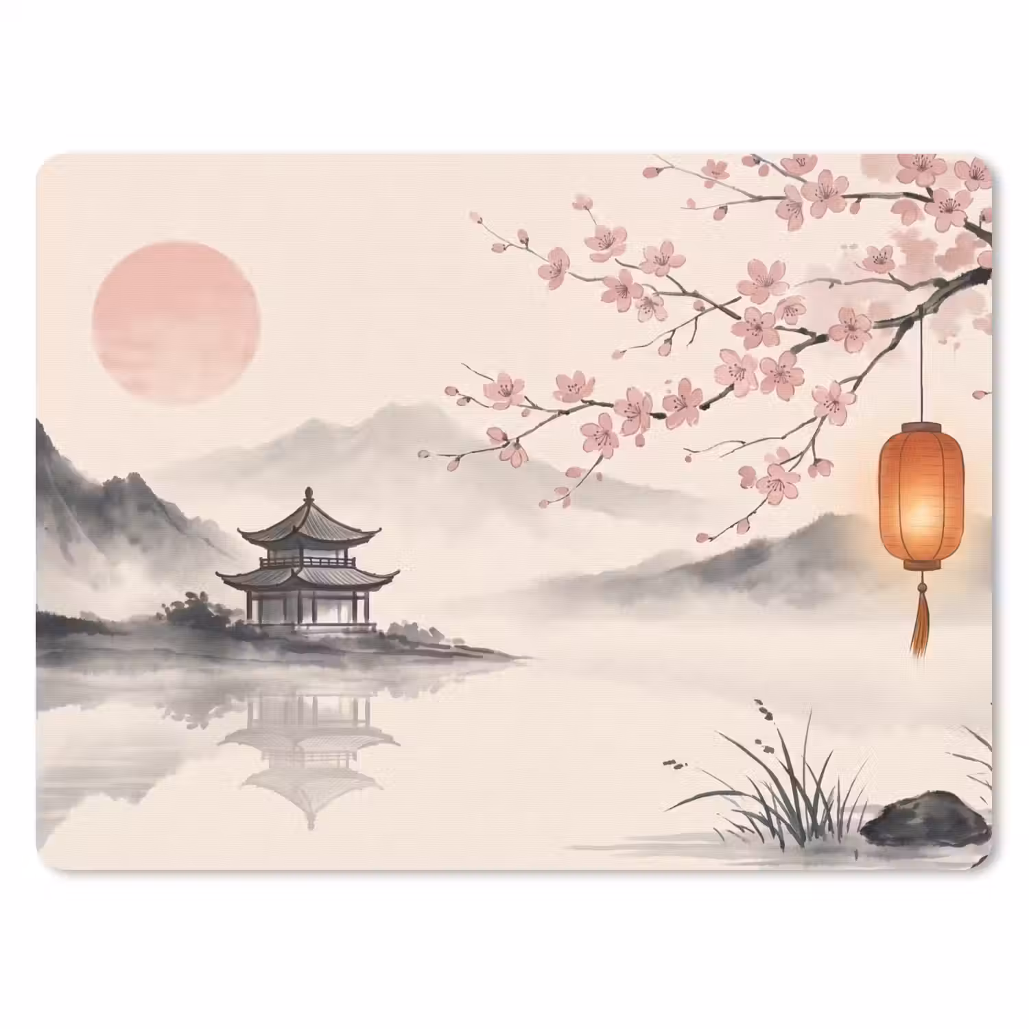 Zon - Japans - Traditioneel muismat rubber klein -3d