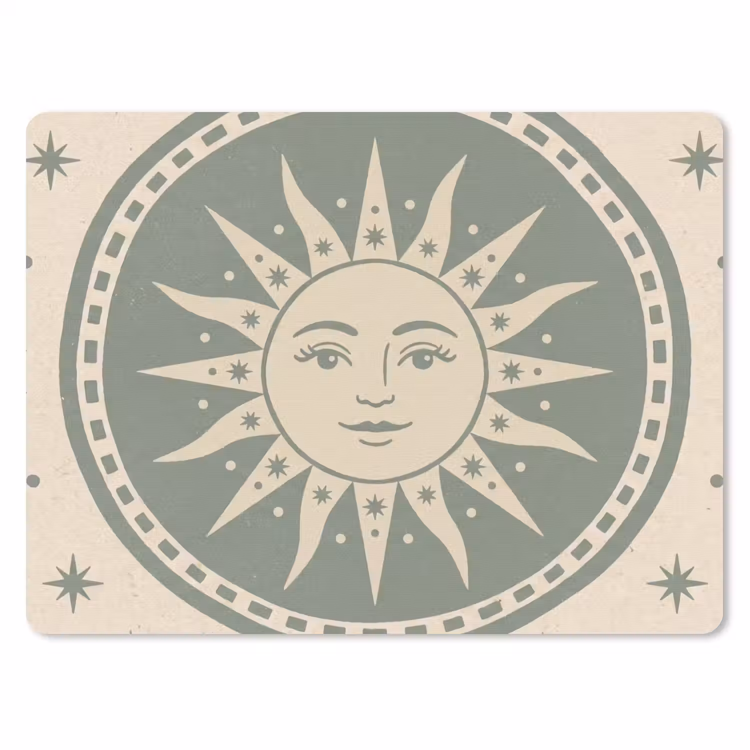 Zon - Sterren - Astrologie - Vintage - Groen muismat rubber klein -3d