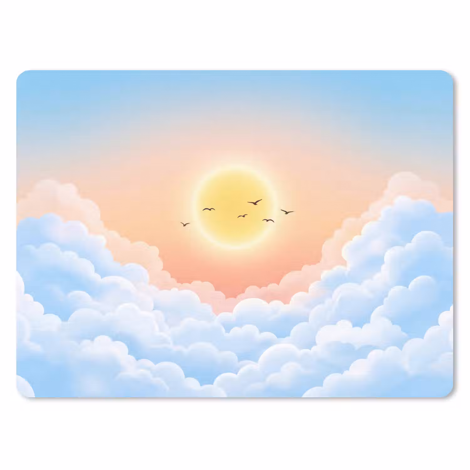 Zon - Vogels - Lucht - Natuur - Geel muismat rubber klein -3d