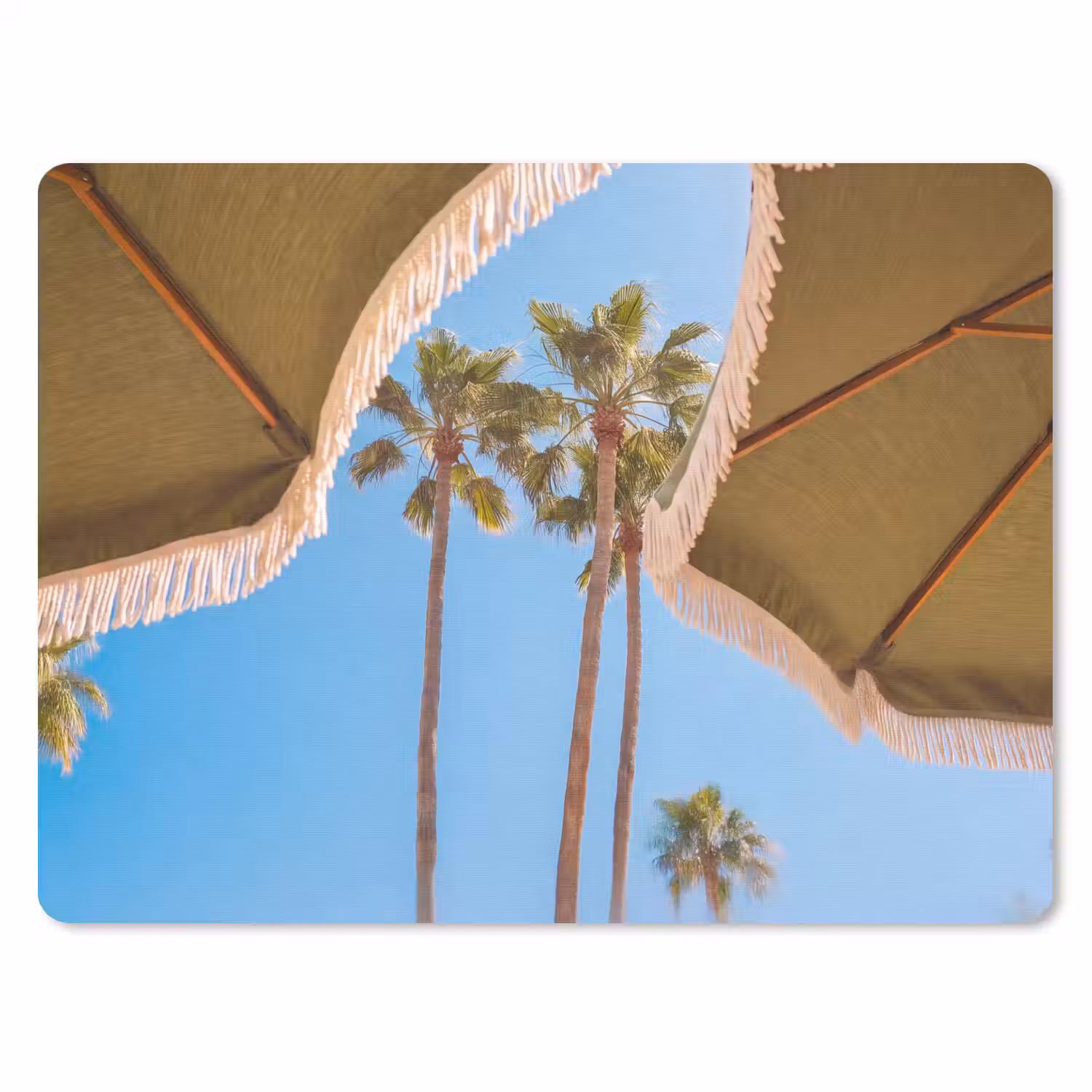 Parasol - Groen - Franjes - Zomer - Tropisch muismat rubber klein -3d