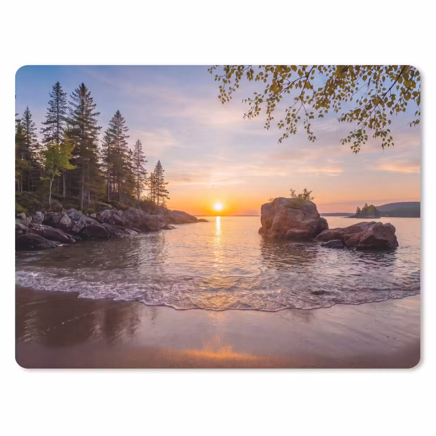 Zonsondergang - Kust - Water - Natuur - Oranje muismat rubber klein -3d