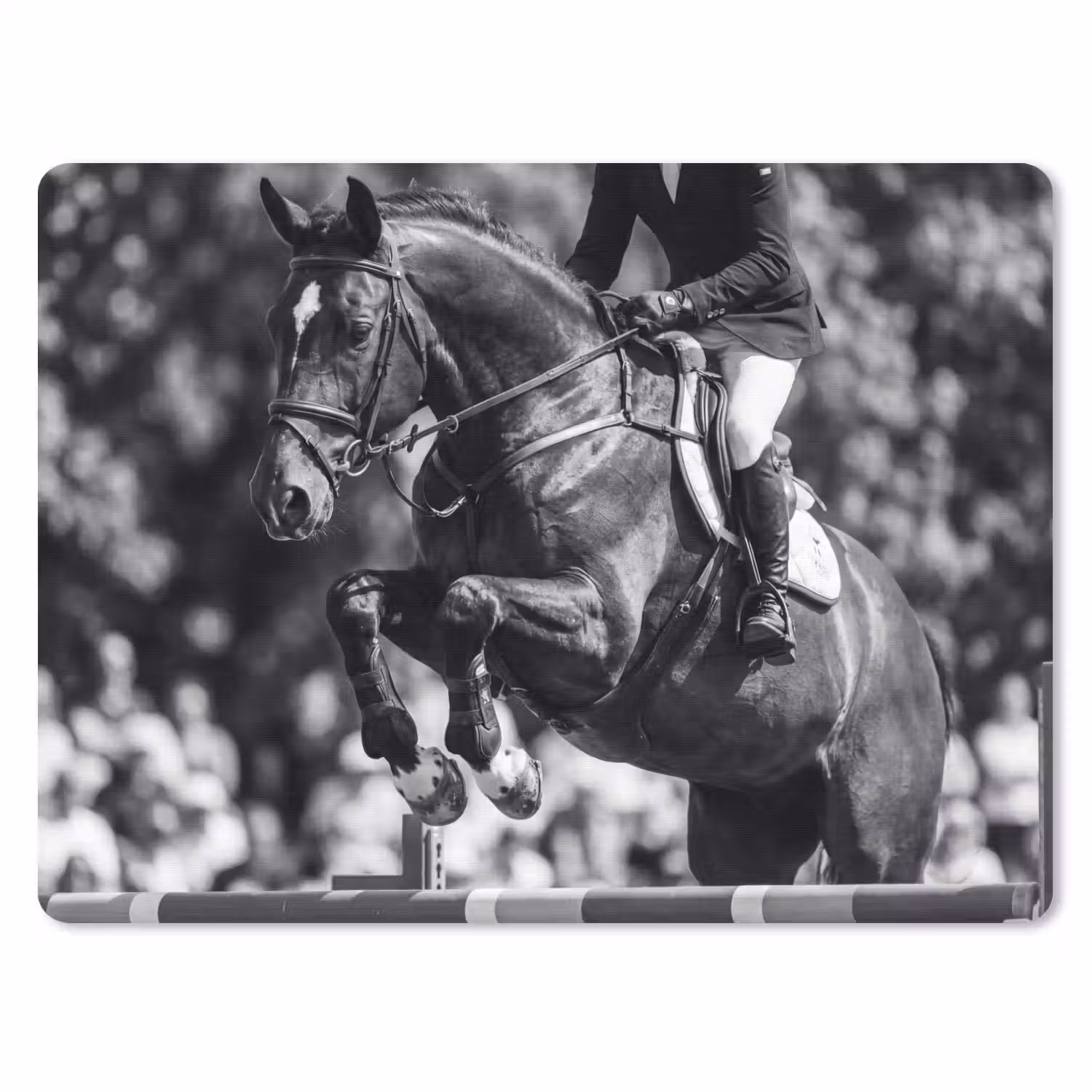 Springen - Paard - Zwart - Wit muismat rubber klein -3d