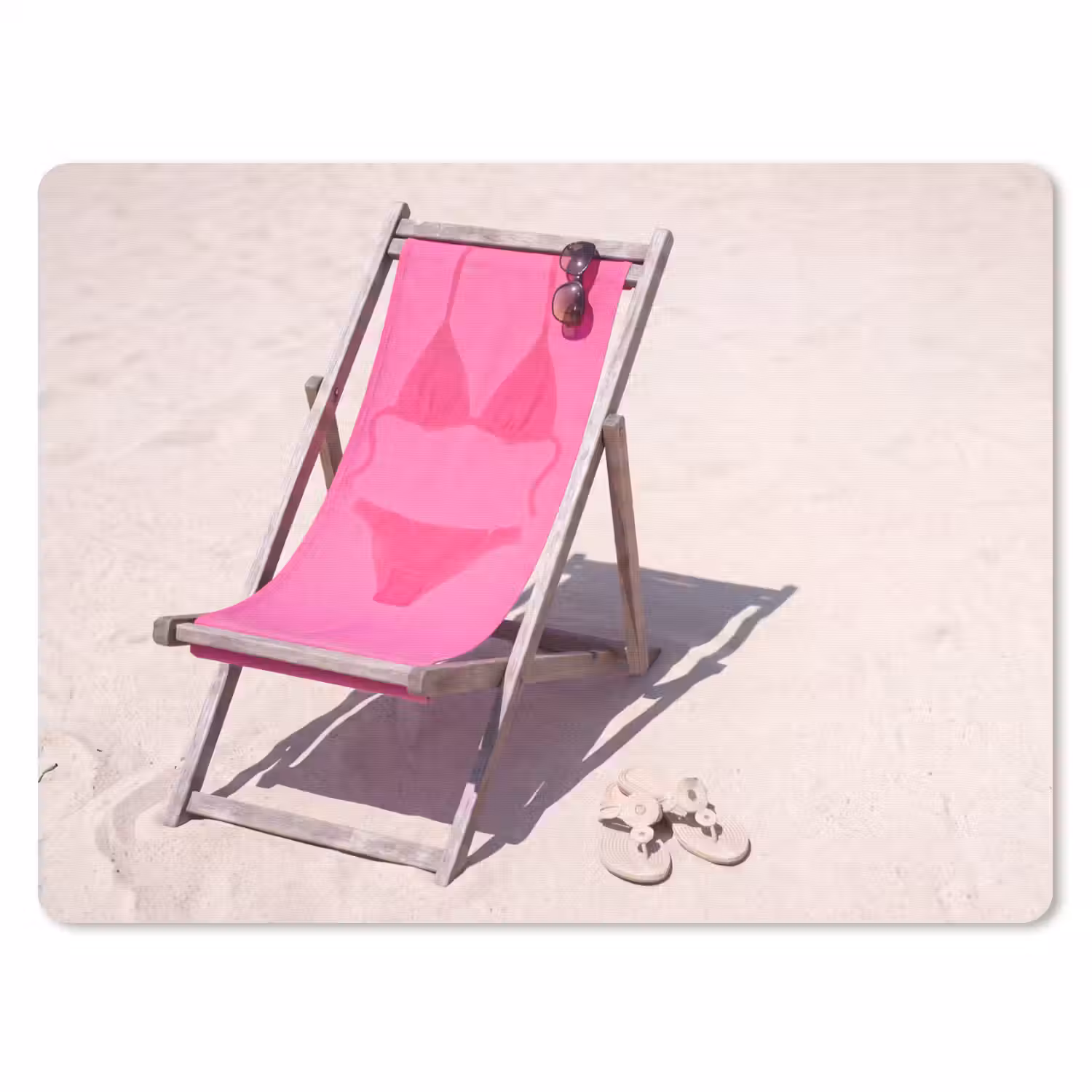Strand - Ligstoel - Badkleding - Zomer - Roze muismat rubber klein -3d