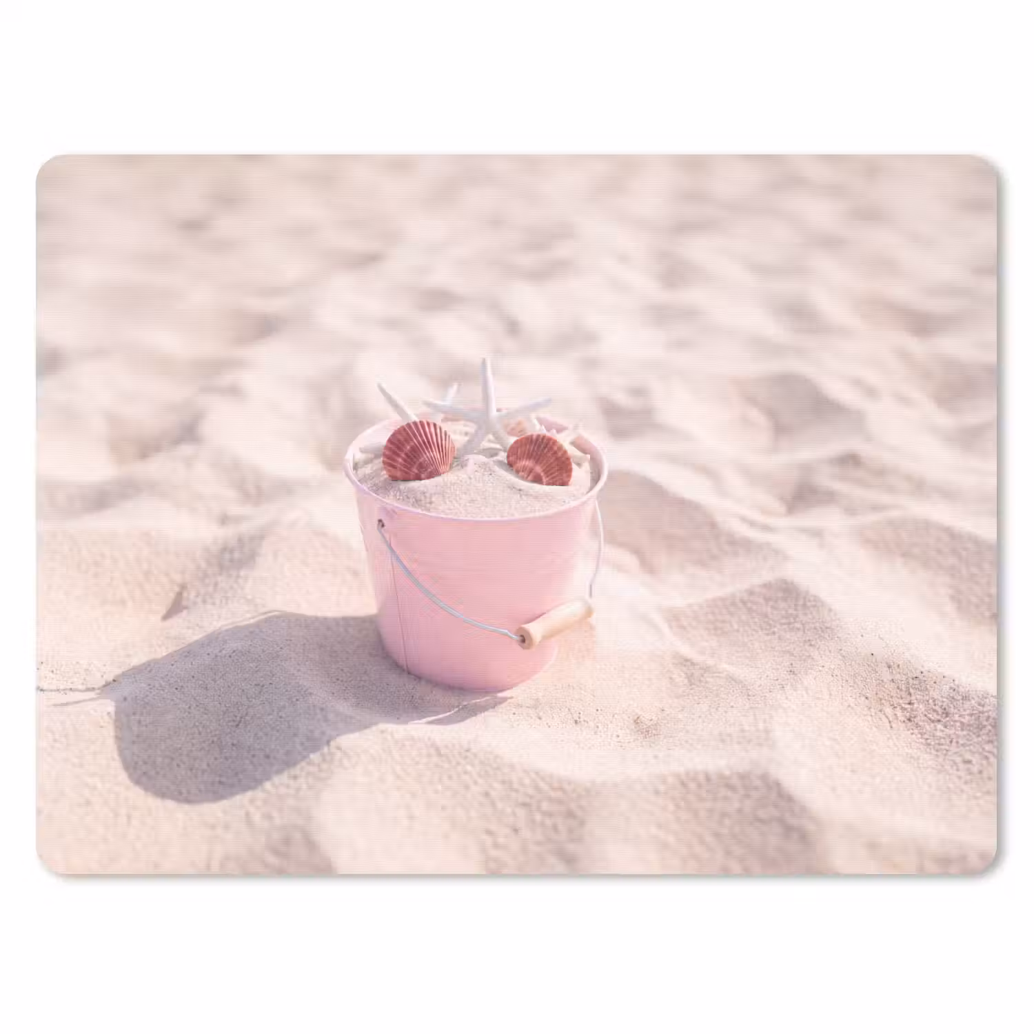 Strand - Schelpen - Zomer - Roze - Decoratie muismat rubber klein -3d