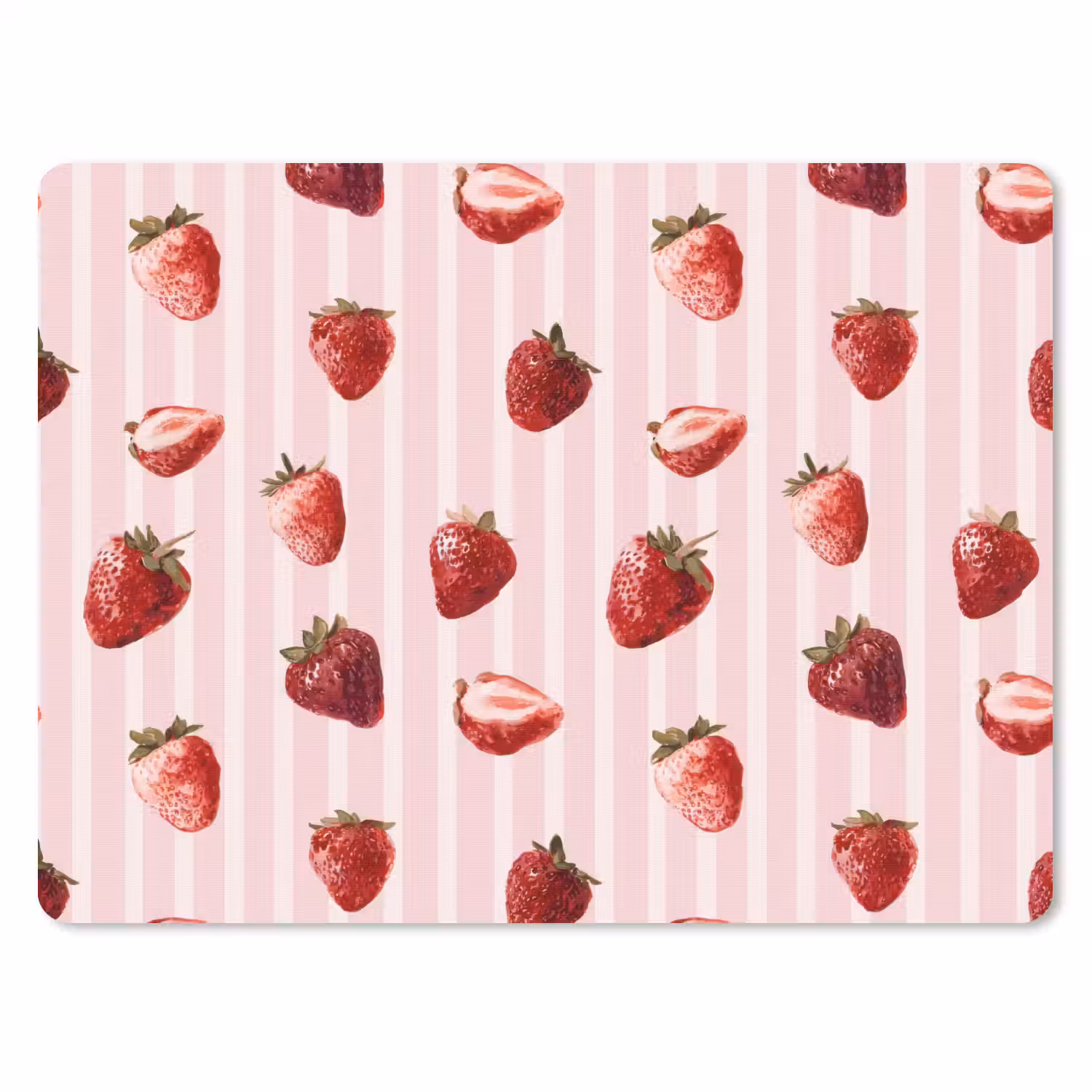 Strepen - Aardbei - Roze muismat rubber klein 262 -3d