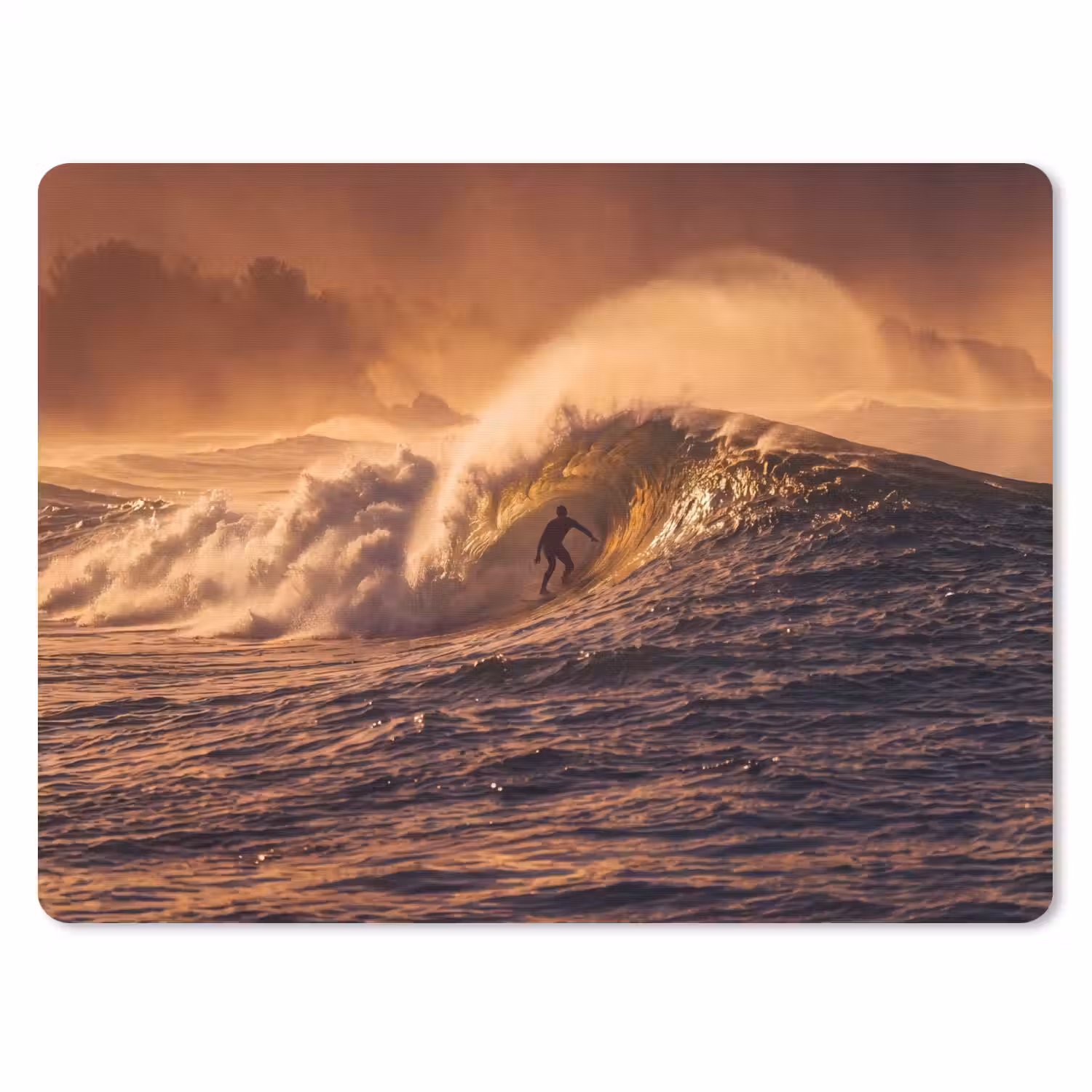 Surfer - Golf - Oceaan - Sport - Oranje muismat rubber klein -3d