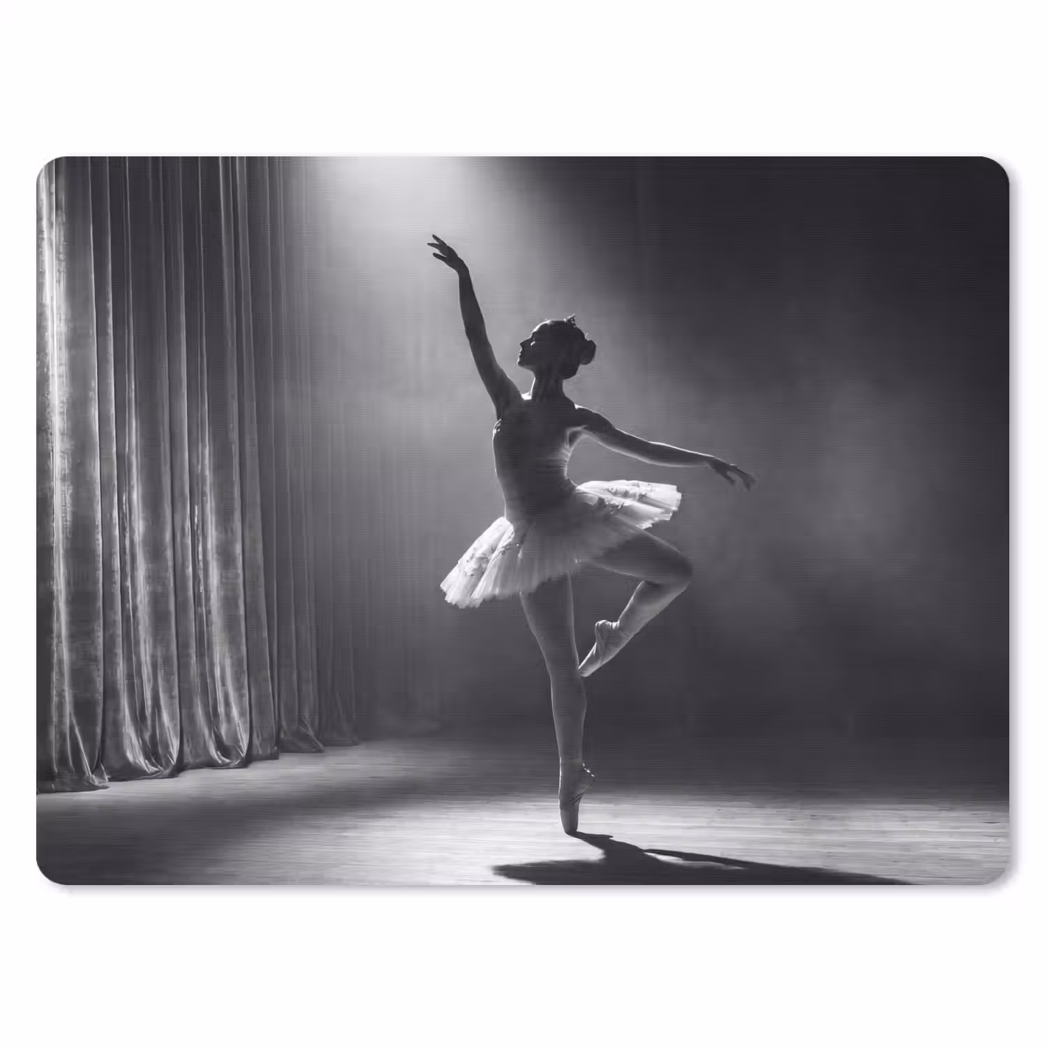 Danser - Podium - Zwart-wit - Kunst - Klassiek muismat rubber klein -3d