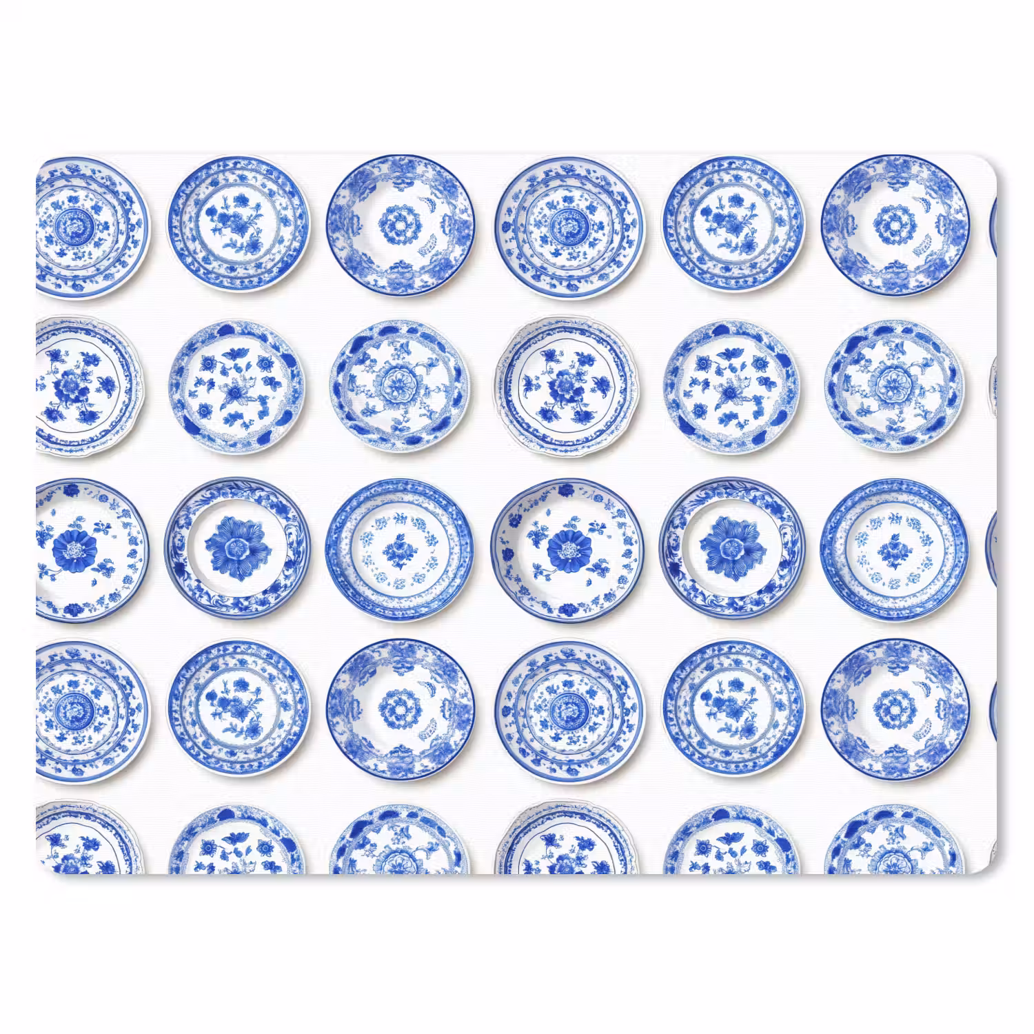 Borden - Bloemen - Patroon - Blauw muismat rubber klein 262 -3d