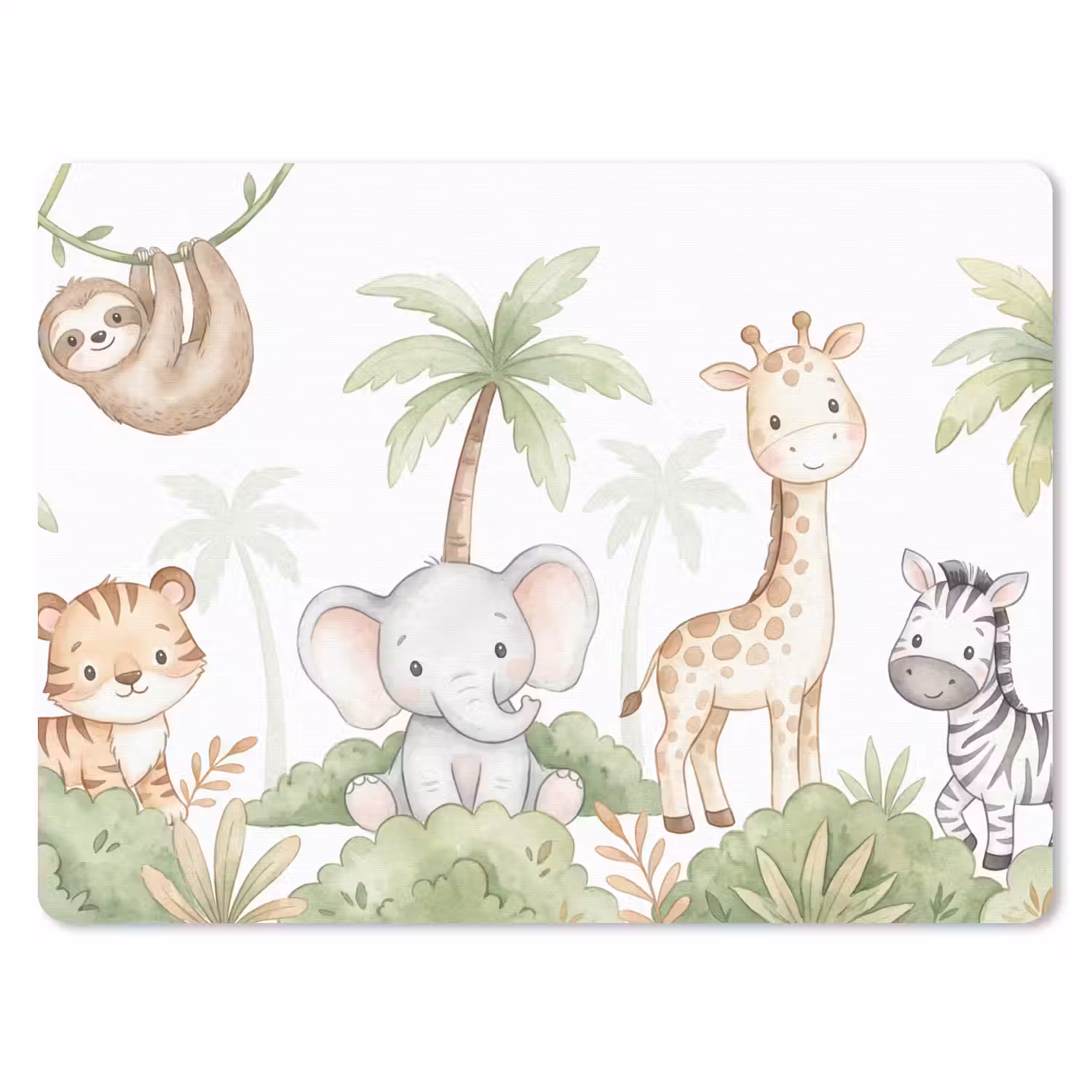Dieren - Jungle - Pastel muismat rubber klein -3d