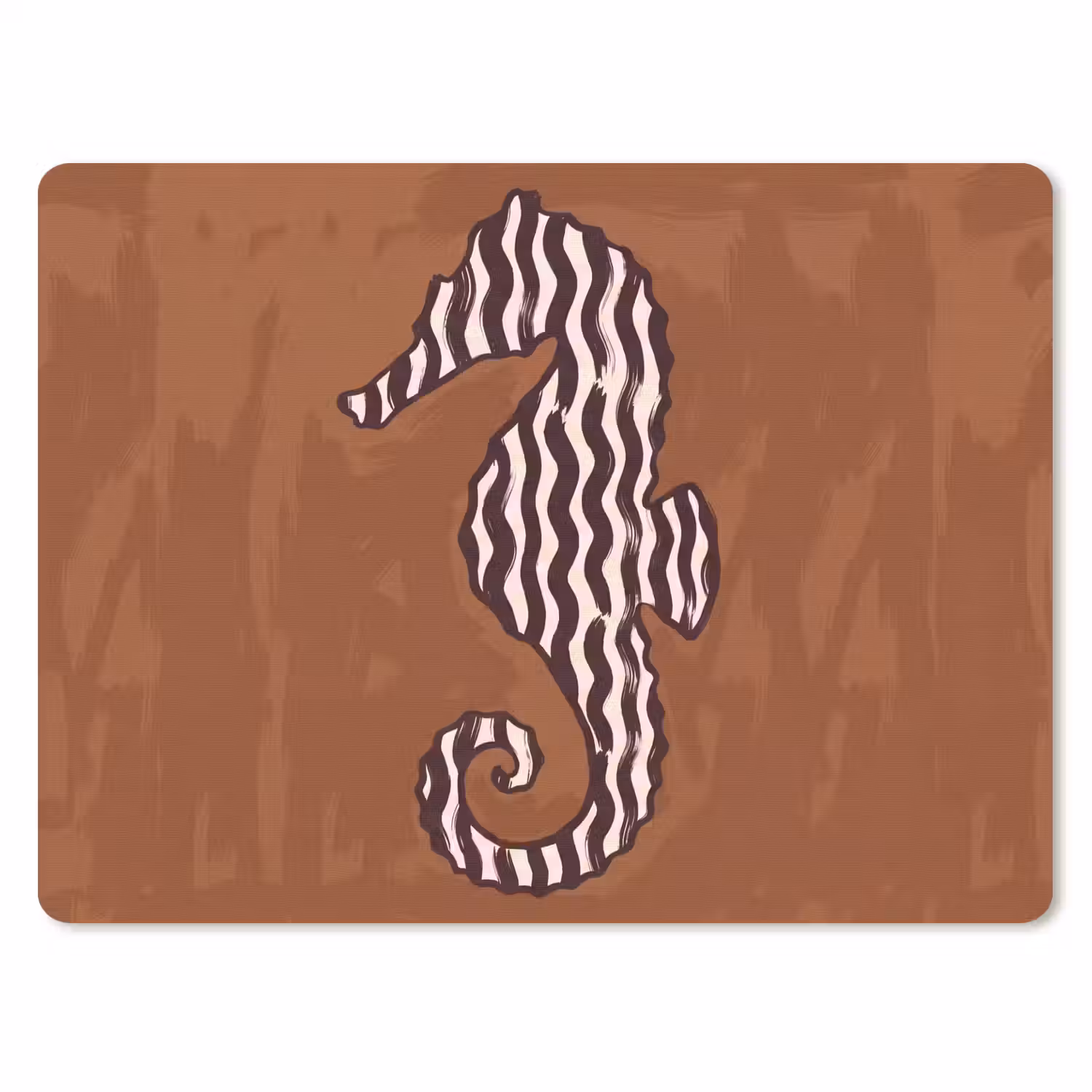 Dieren - Zeepaardje - Abstract - Bruin - Strepen muismat rubber klein -3d