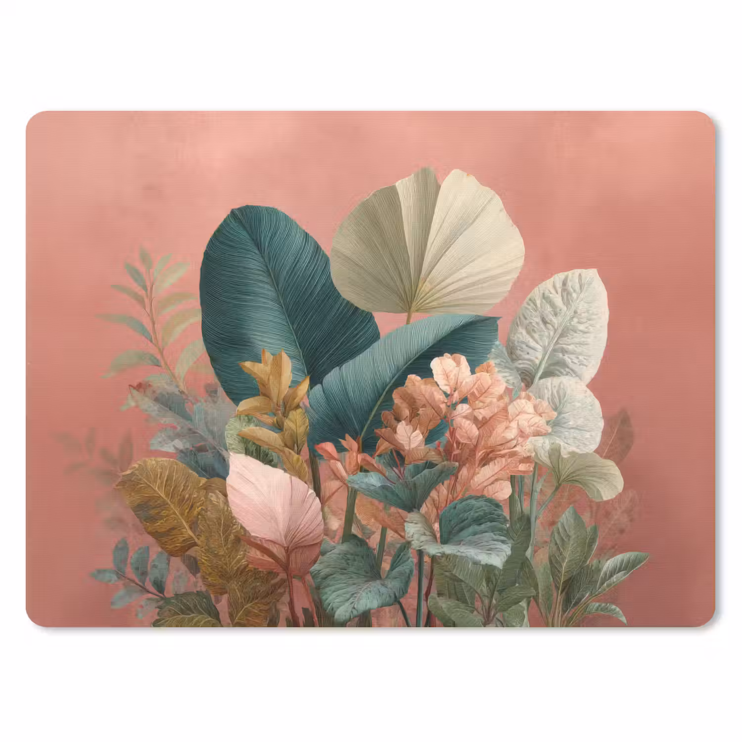 Tropische bladeren - Bloemen - Roze - groen muismat rubber klein -3d