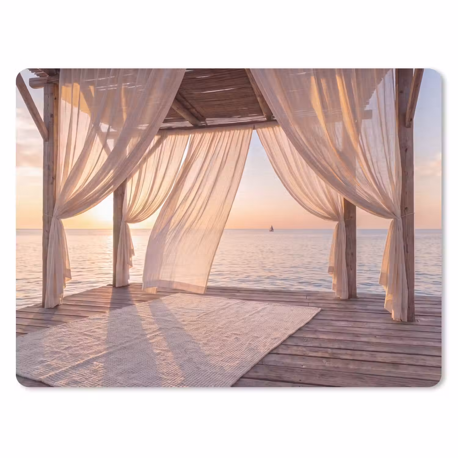 Overkapping - Zee - Zonsondergang - Vakantie - Rust muismat rubber klein -3d