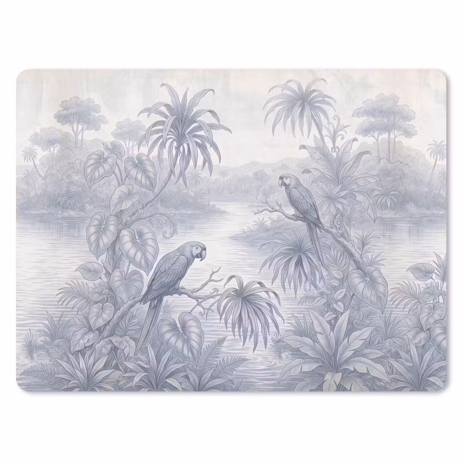 Vogel - Rivier - Tropisch - Illustratie - Blauw muismat rubber klein -3d