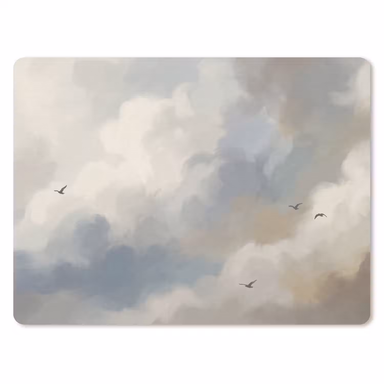 Vogel - Wolken - Natuur - Modern - Grijs muismat rubber klein -3d
