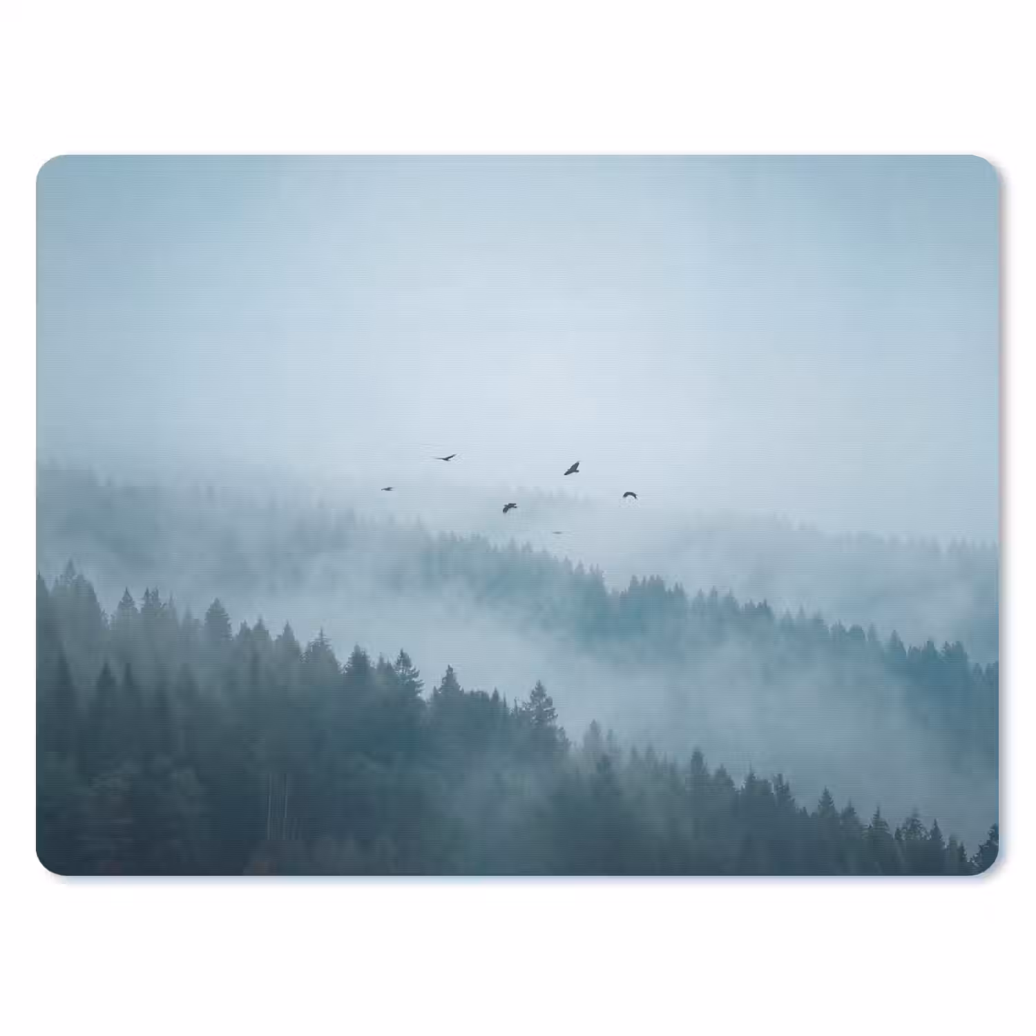 Bos - Mist - Vogels - Natuur - Groen muismat rubber klein -3d
