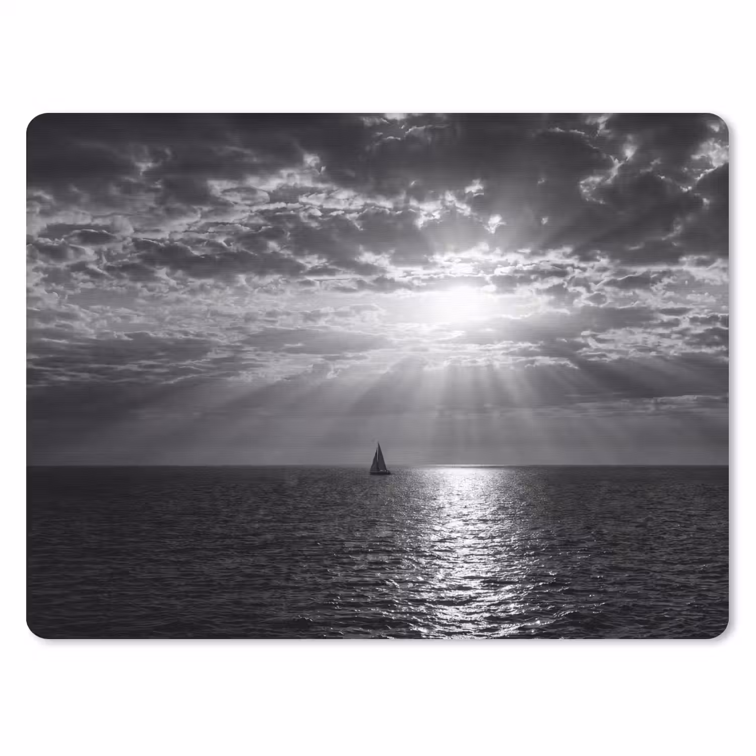 Water - Boot - Lucht - Natuur - Zwart-wit muismat rubber klein -3d