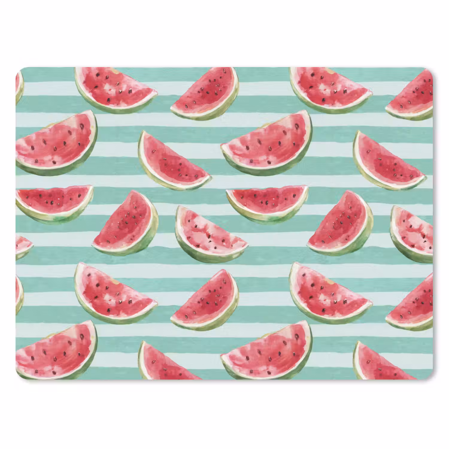 Watermeloen - Strepen - Groen muismat rubber klein 262 -3d