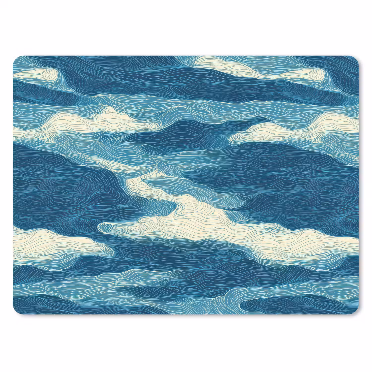 Golven - Abstract - Patroon - Blauw - Wit muismat rubber klein 262 -3d
