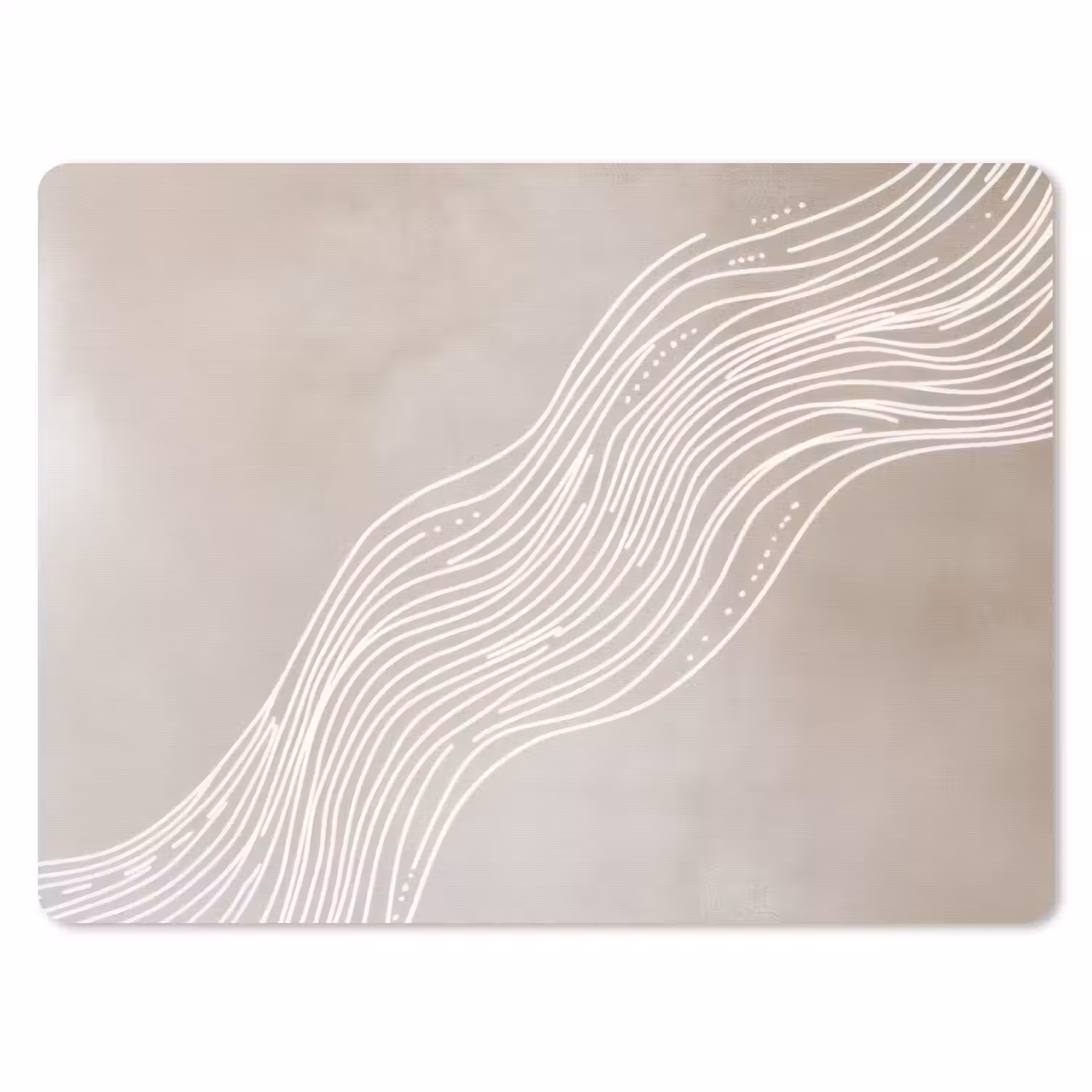 Golvende lijnen - Vloeiend - Zandkleurig muismat rubber klein -3d